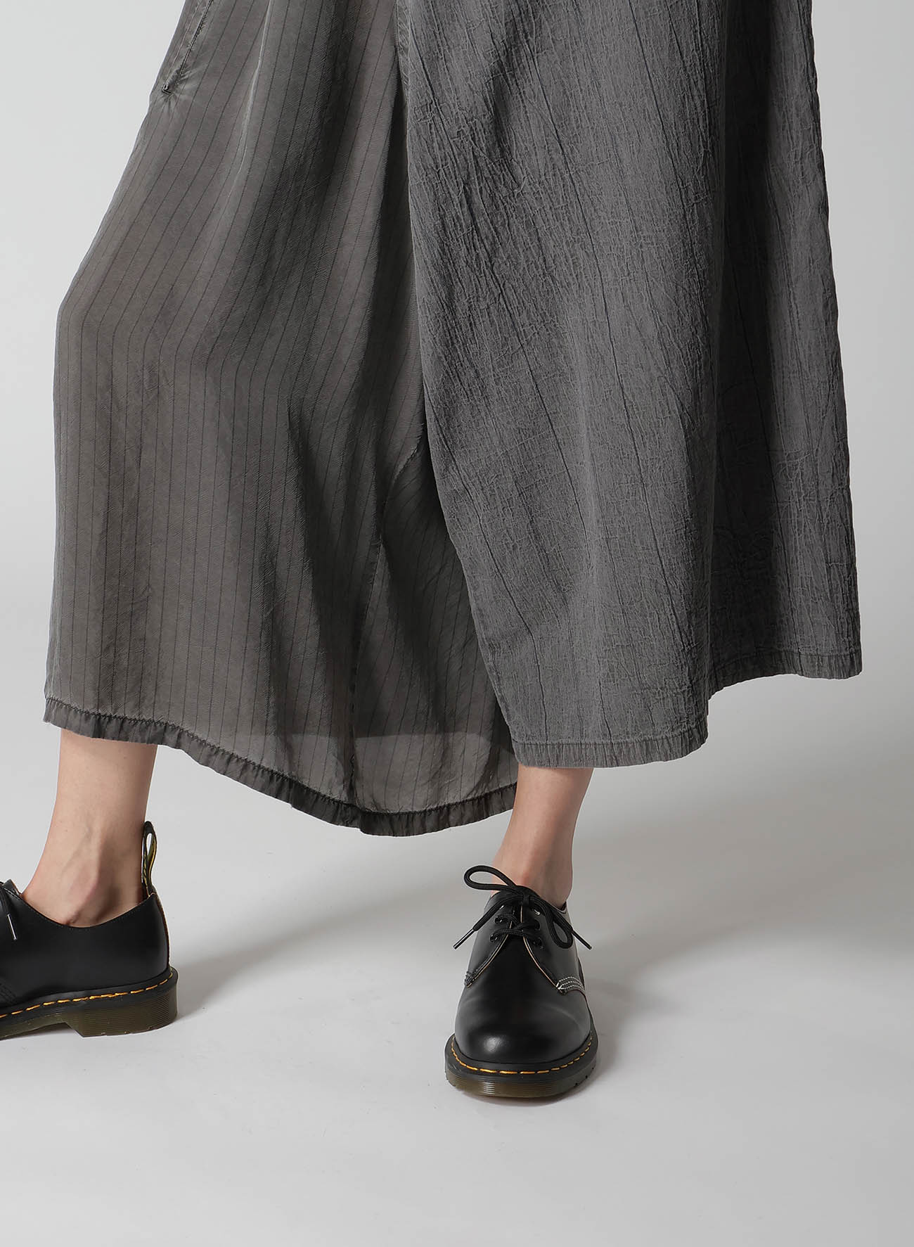 WASHER STRIPE ASYMMETRIC WAIST STRING PANTS