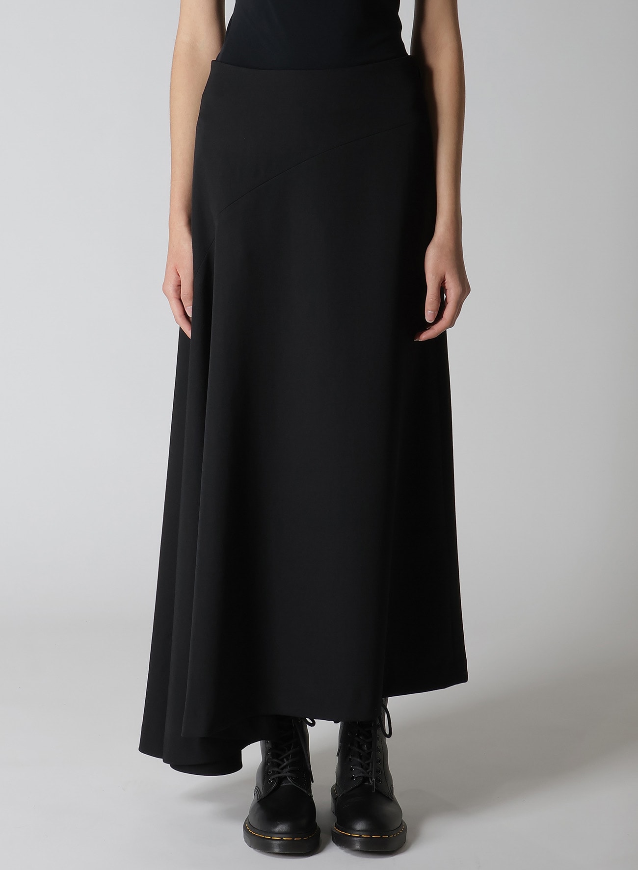 WOOL GABARDINE ASYMMETERIC FLARE SKIRT