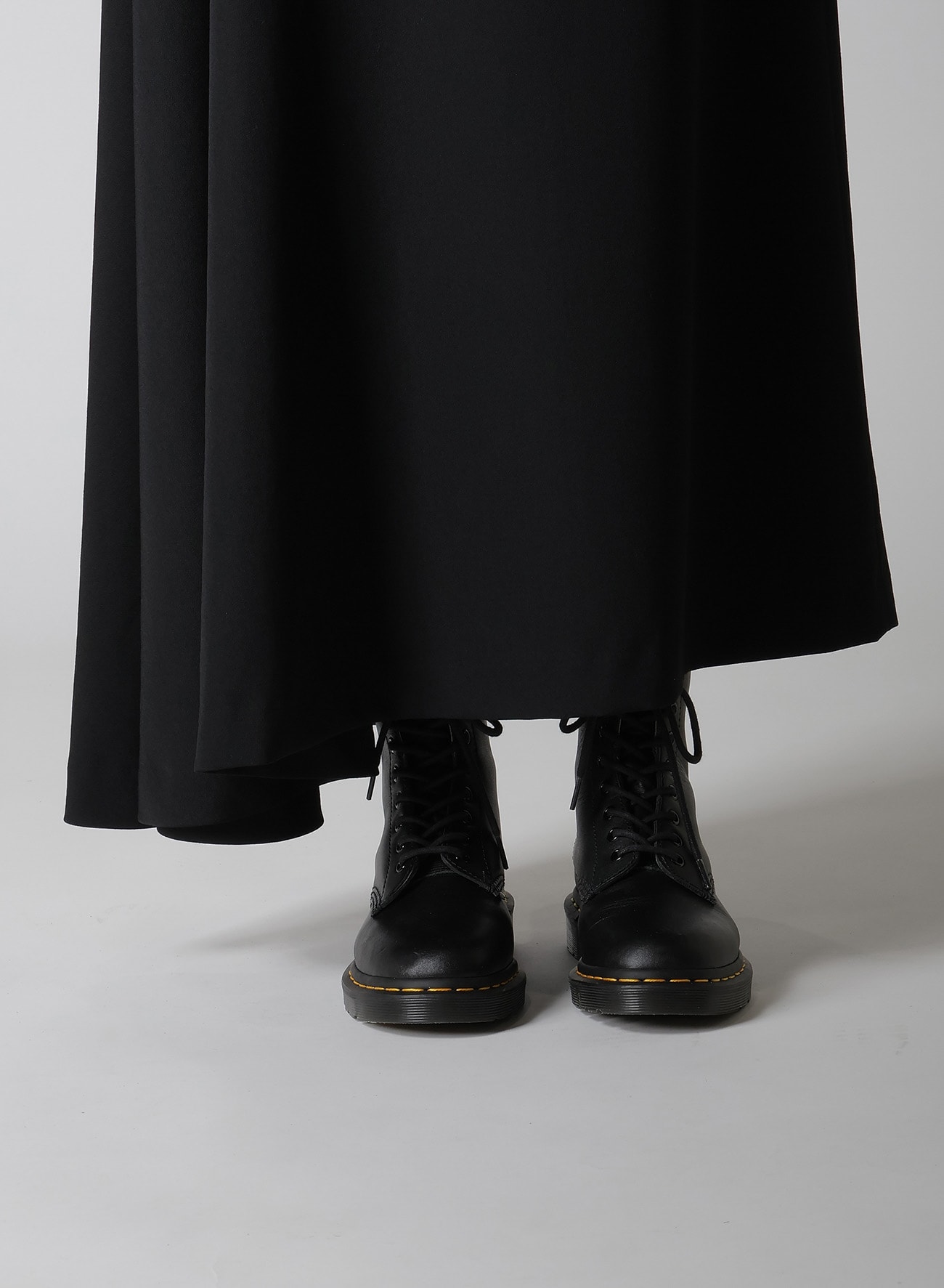 WOOL GABARDINE ASYMMETERIC FLARE SKIRT