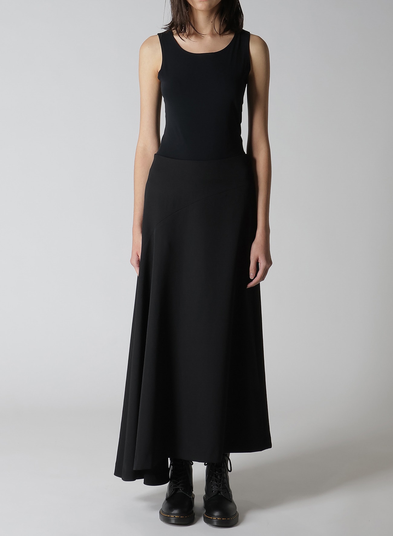 WOOL GABARDINE ASYMMETERIC FLARE SKIRT