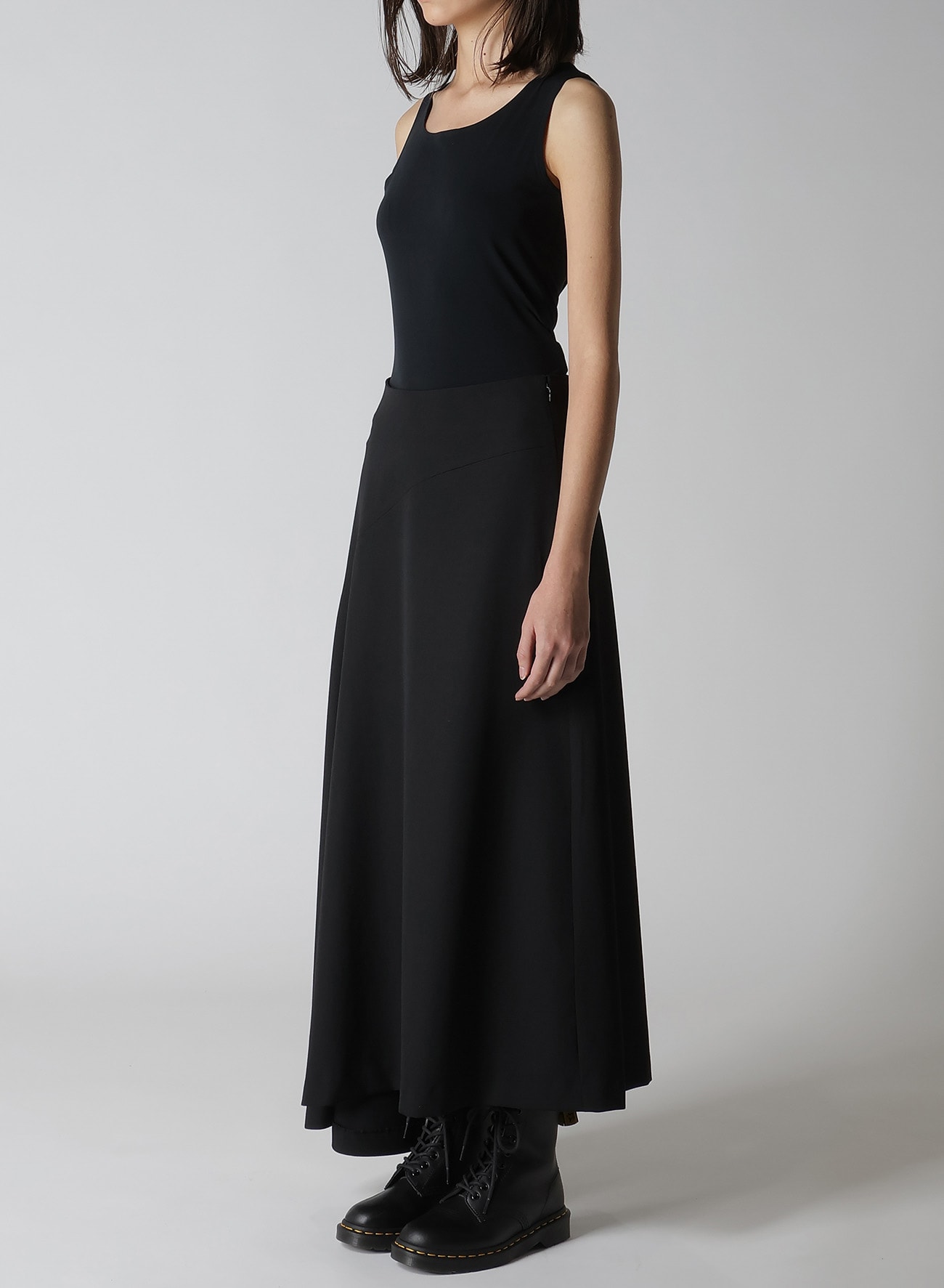 WOOL GABARDINE ASYMMETERIC FLARE SKIRT