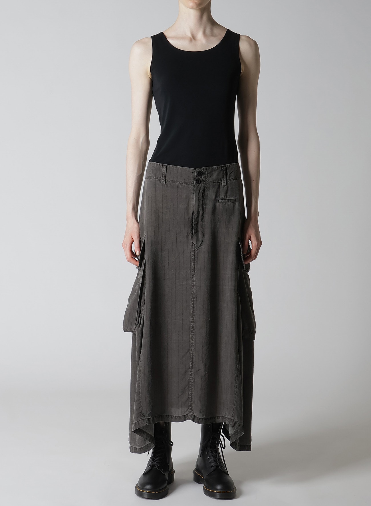 CUPRO STRIPE CARGO SKIRT