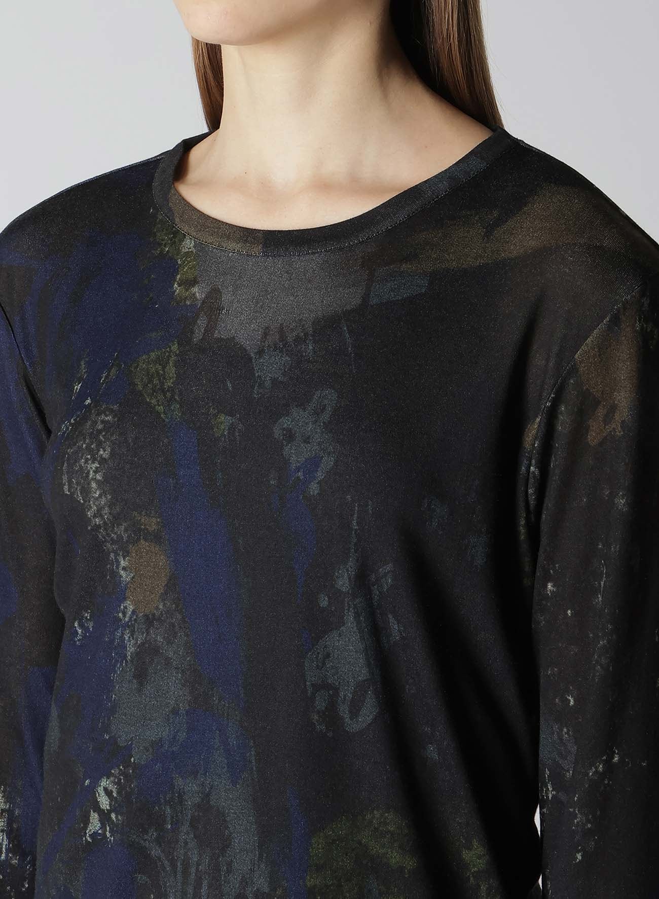 FADED PRINT LONG SLEEVE T