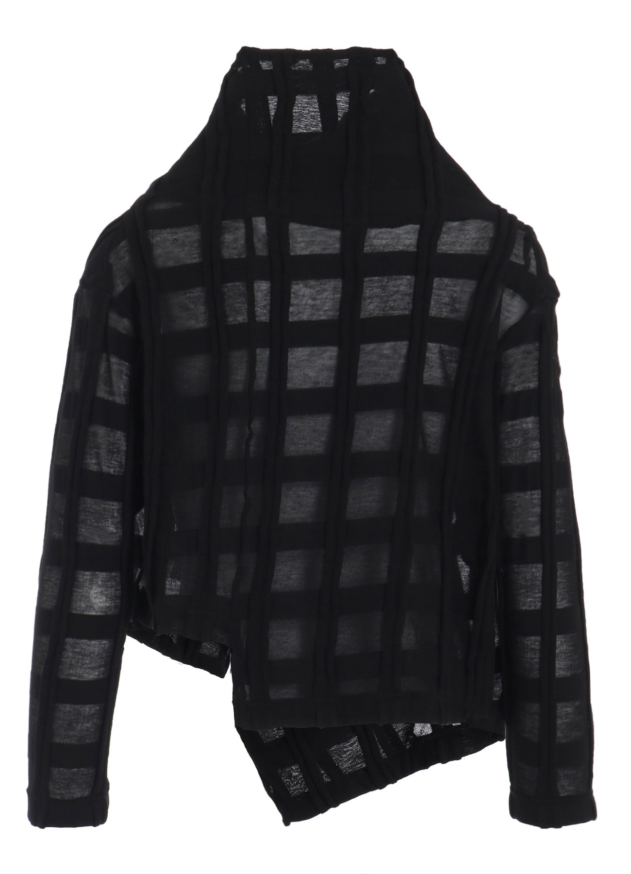 CHECK CUT JACQUARD CROPPED ASYMMETRIC JACKET