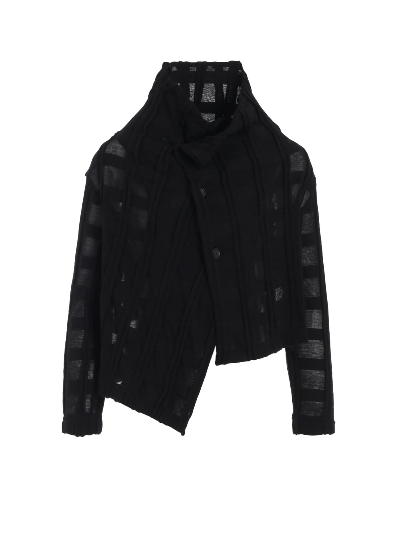 CHECK CUT JACQUARD CROPPED ASYMMETRIC JACKET