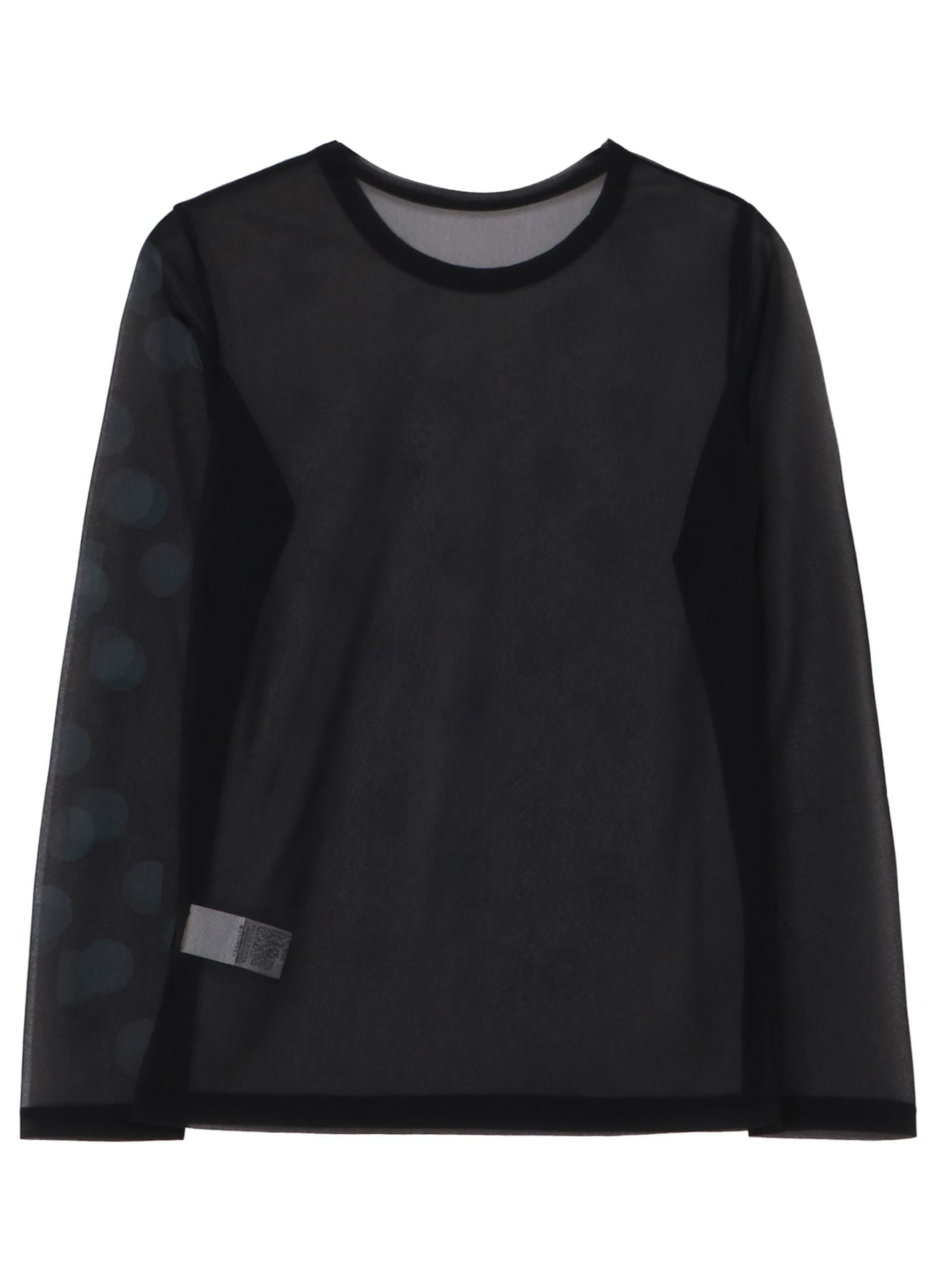 GAUZE JERSEY DOT PRINT ROUND NECK LONG SLEEVE T