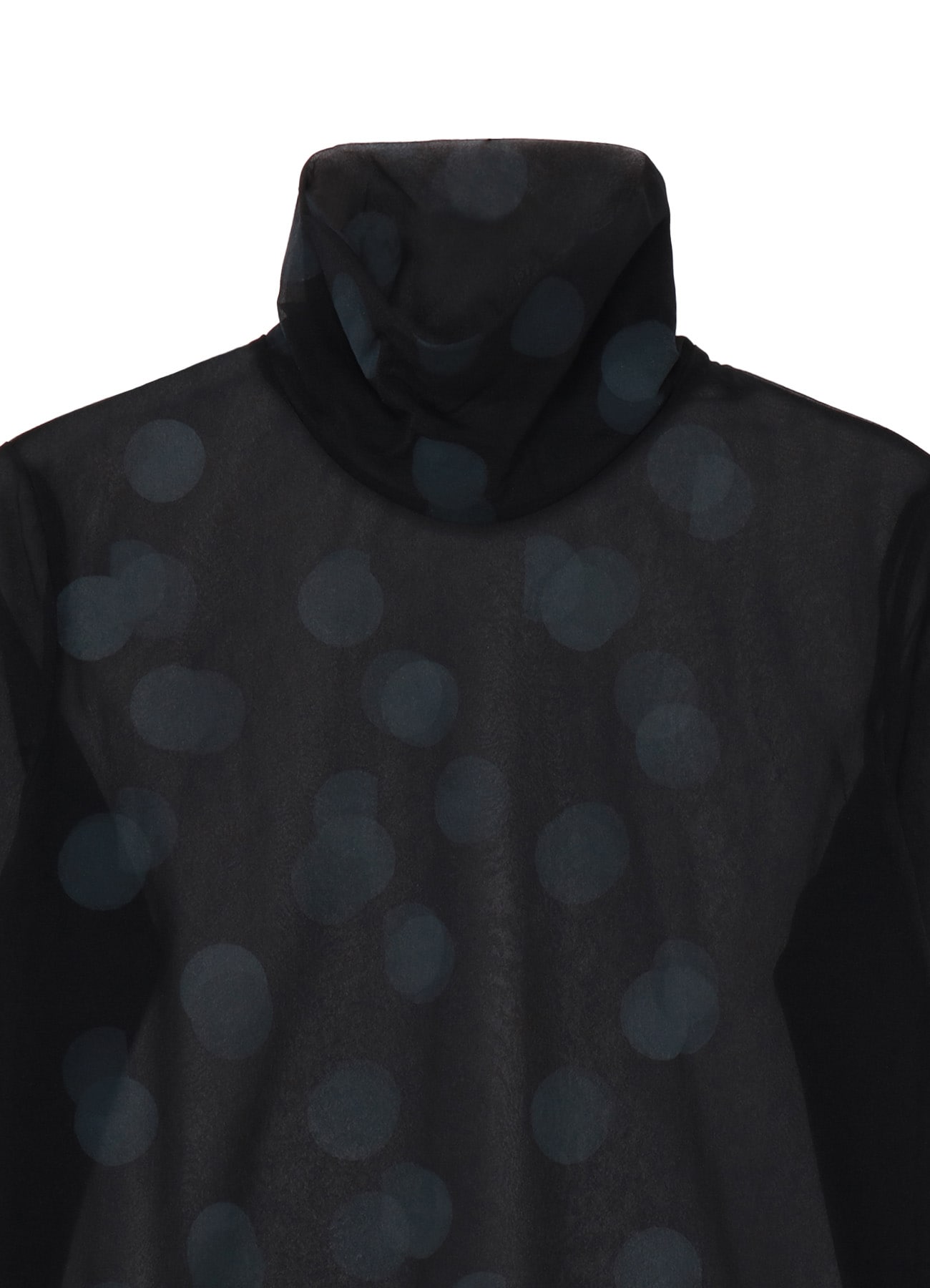 GAUZE JERSEY DOT PRINT HIGH NECK LONG SLEEVE T