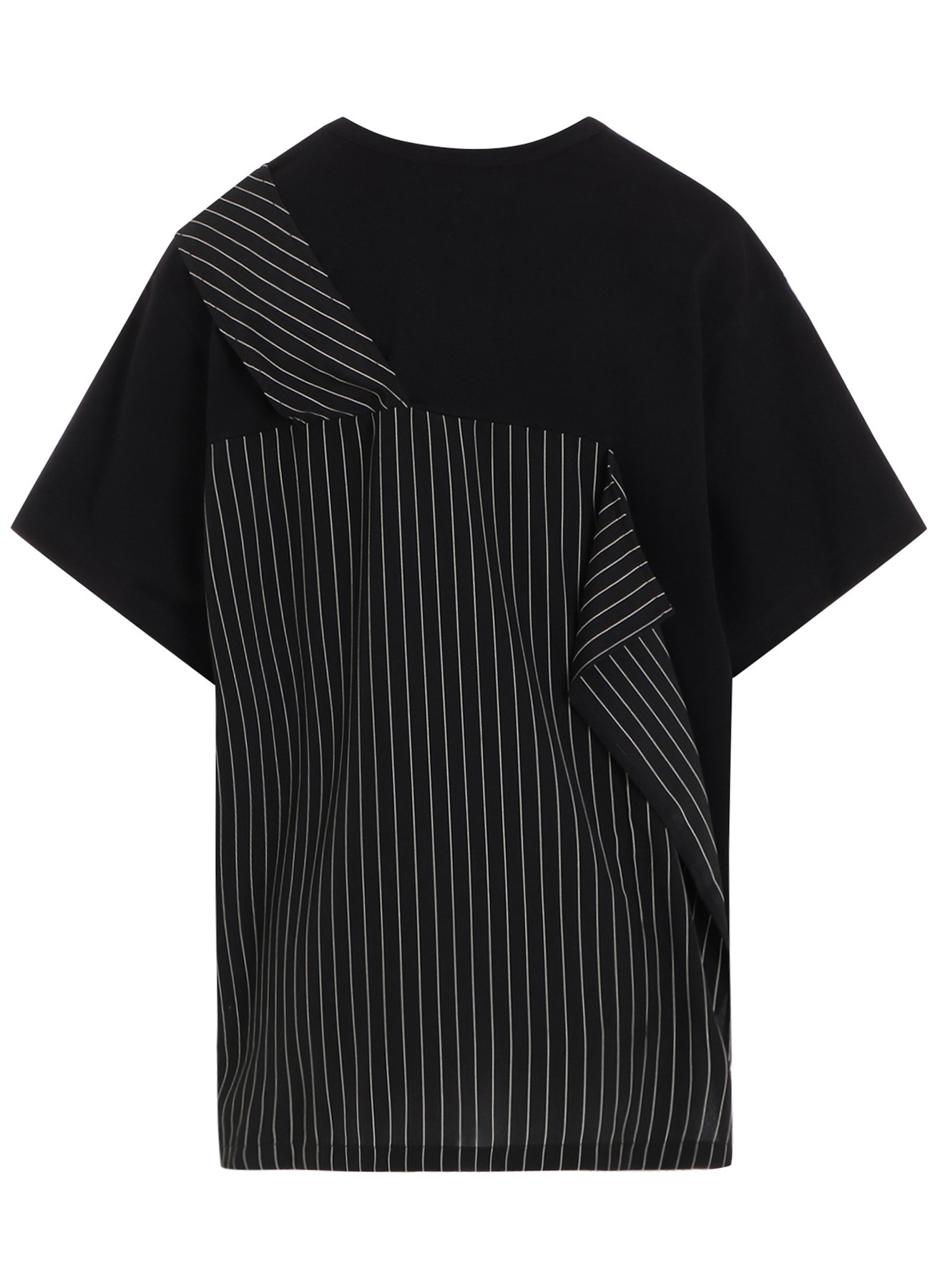 POLYESTER DE CHINE STRIPE CONBI HALF SLEEVE T