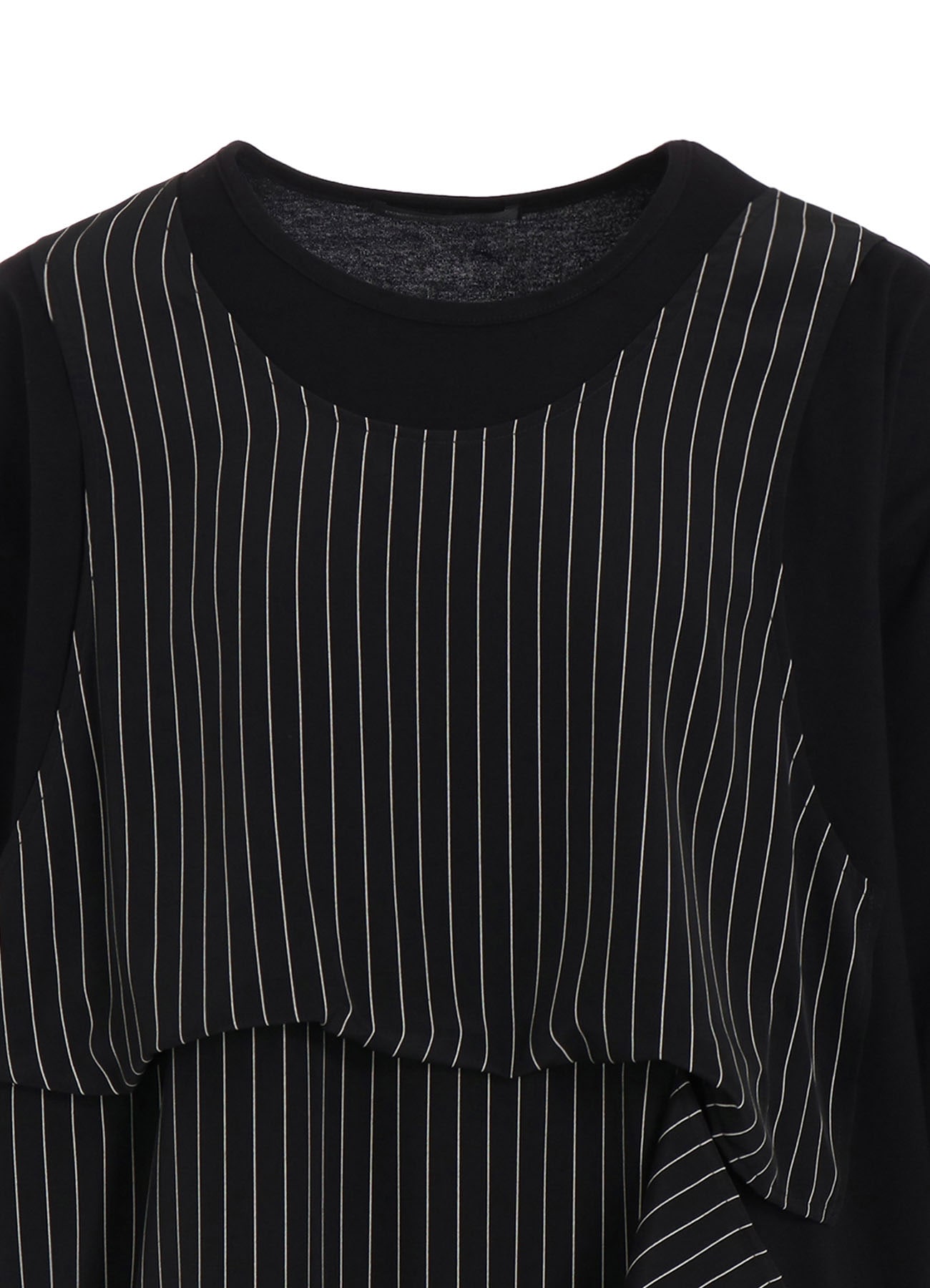 POLYESTER DE CHINE STRIPE CONBI HALF SLEEVE DRESS