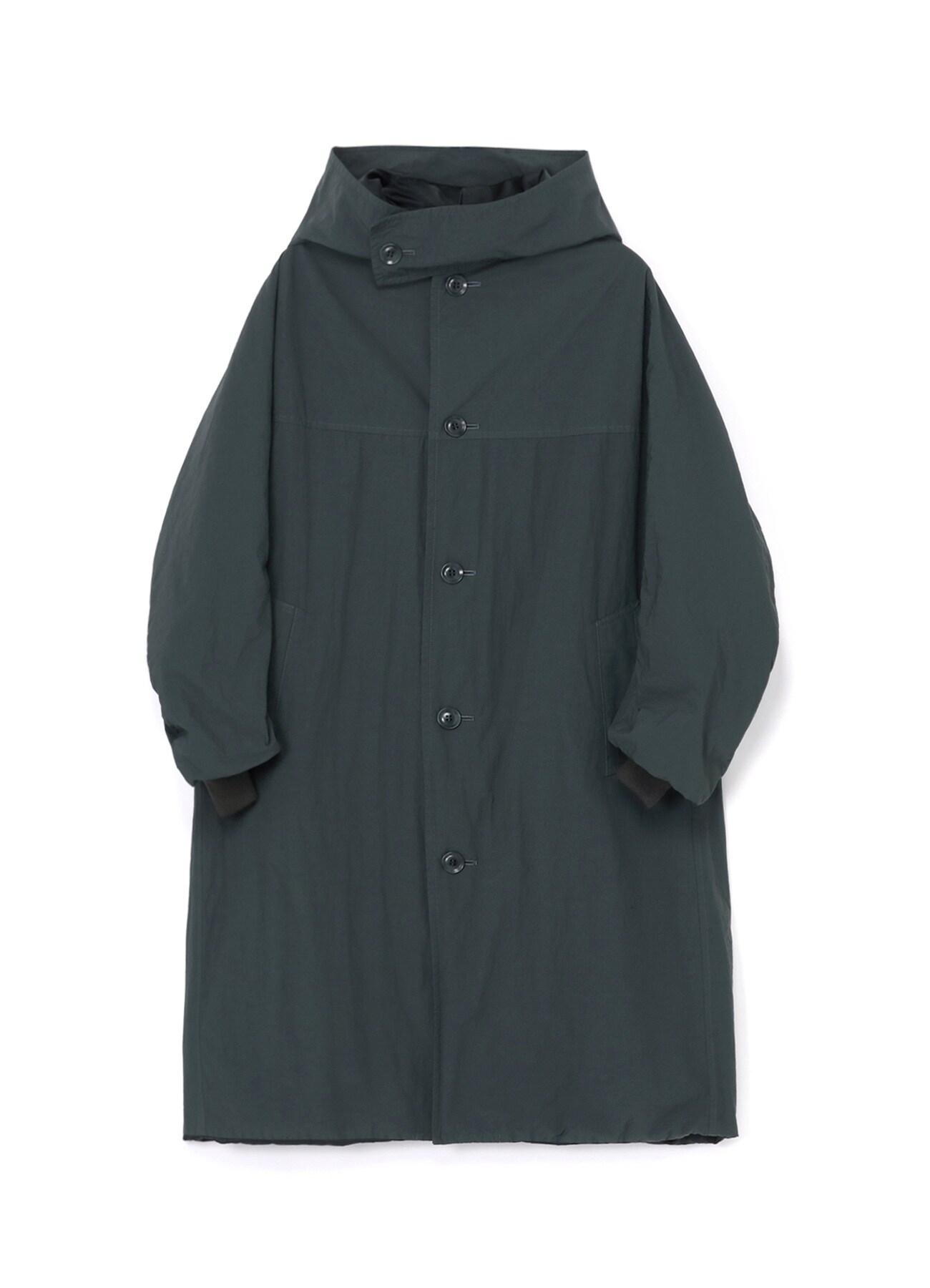 BUTTON-UP HOODED NYLON COAT