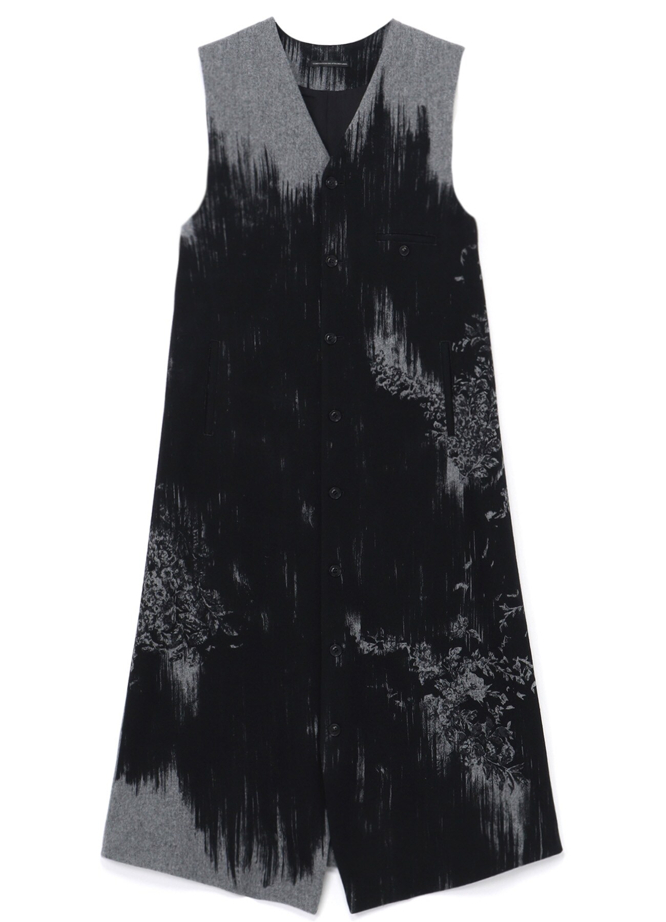 1/14 FLANNEL FLOWER PRINT LONG SLEEVELESS DRESS(XS Dark Grey): Y's