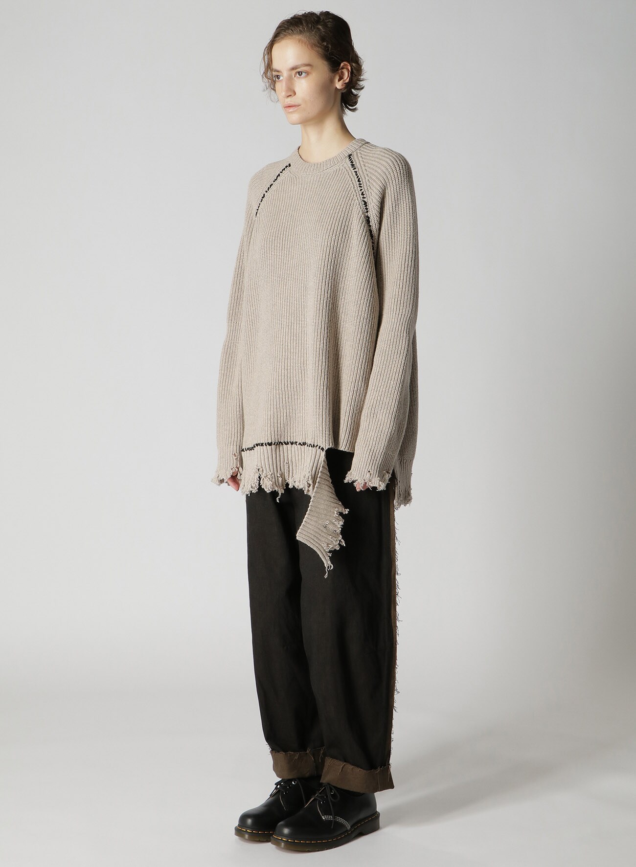 CARDIGAN-STITCH BIG PULLOVER(S Beige): Y's｜THE SHOP YOHJI YAMAMOTO