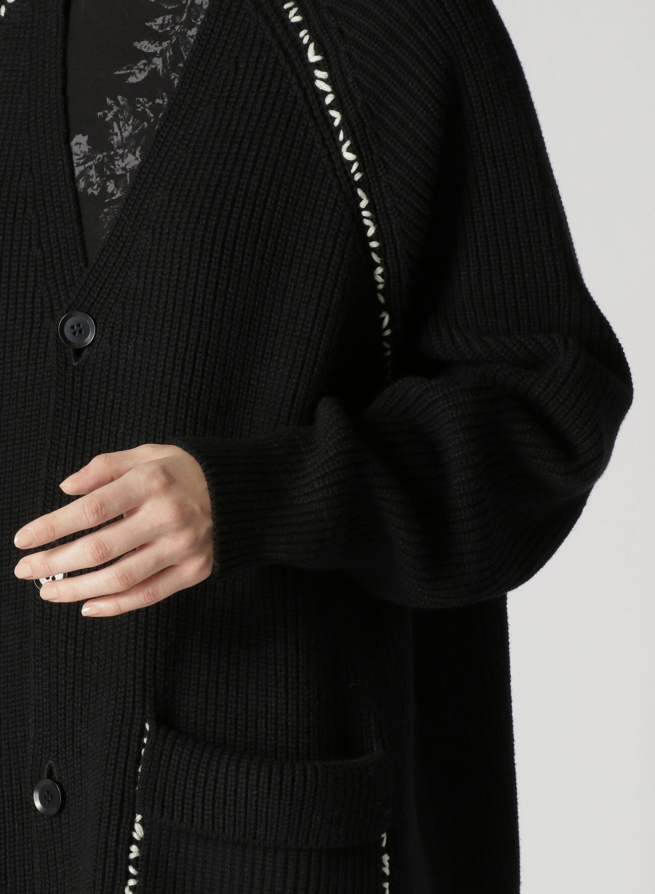 CARDIGAN-STITCH BIG VNECK CARDIGAN(S Black): Y's｜THE SHOP YOHJI