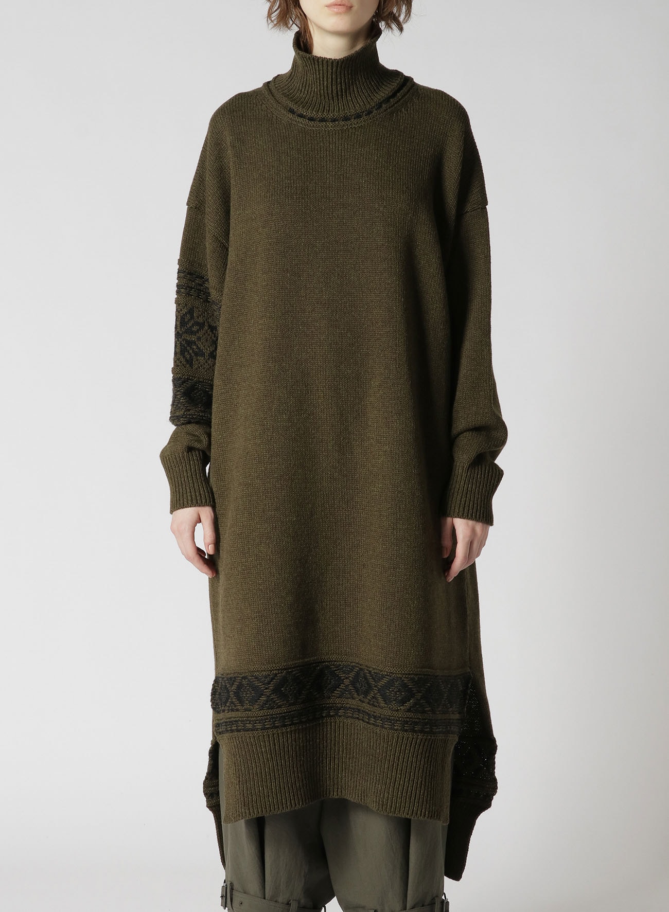 SNOWFLAKE PATTERN LONG PULLOVER(S Khaki): Y's｜THE SHOP YOHJI YAMAMOTO