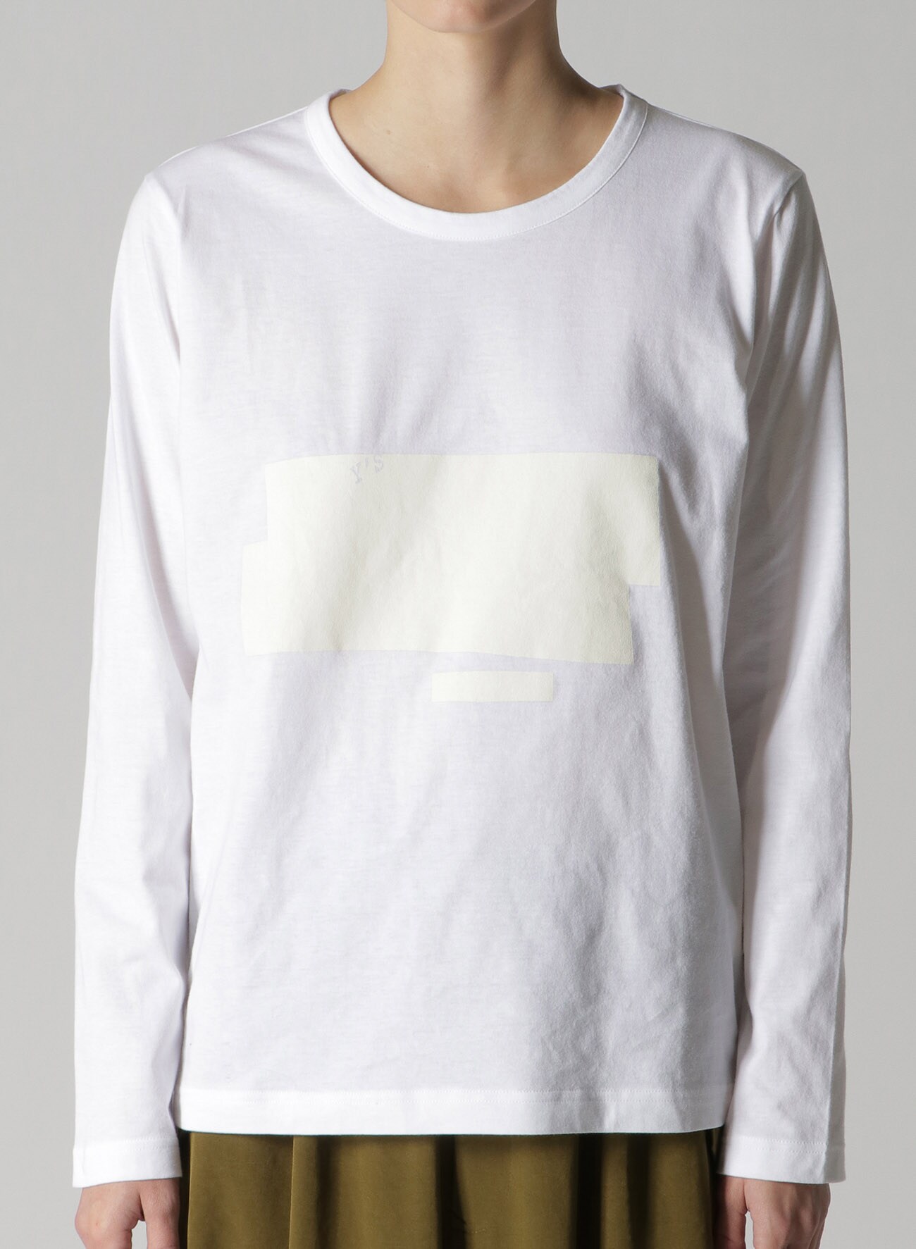 BLOCK PRINTED LONG SLEEVE T-SHIRT(S Off White): Y's｜THE SHOP