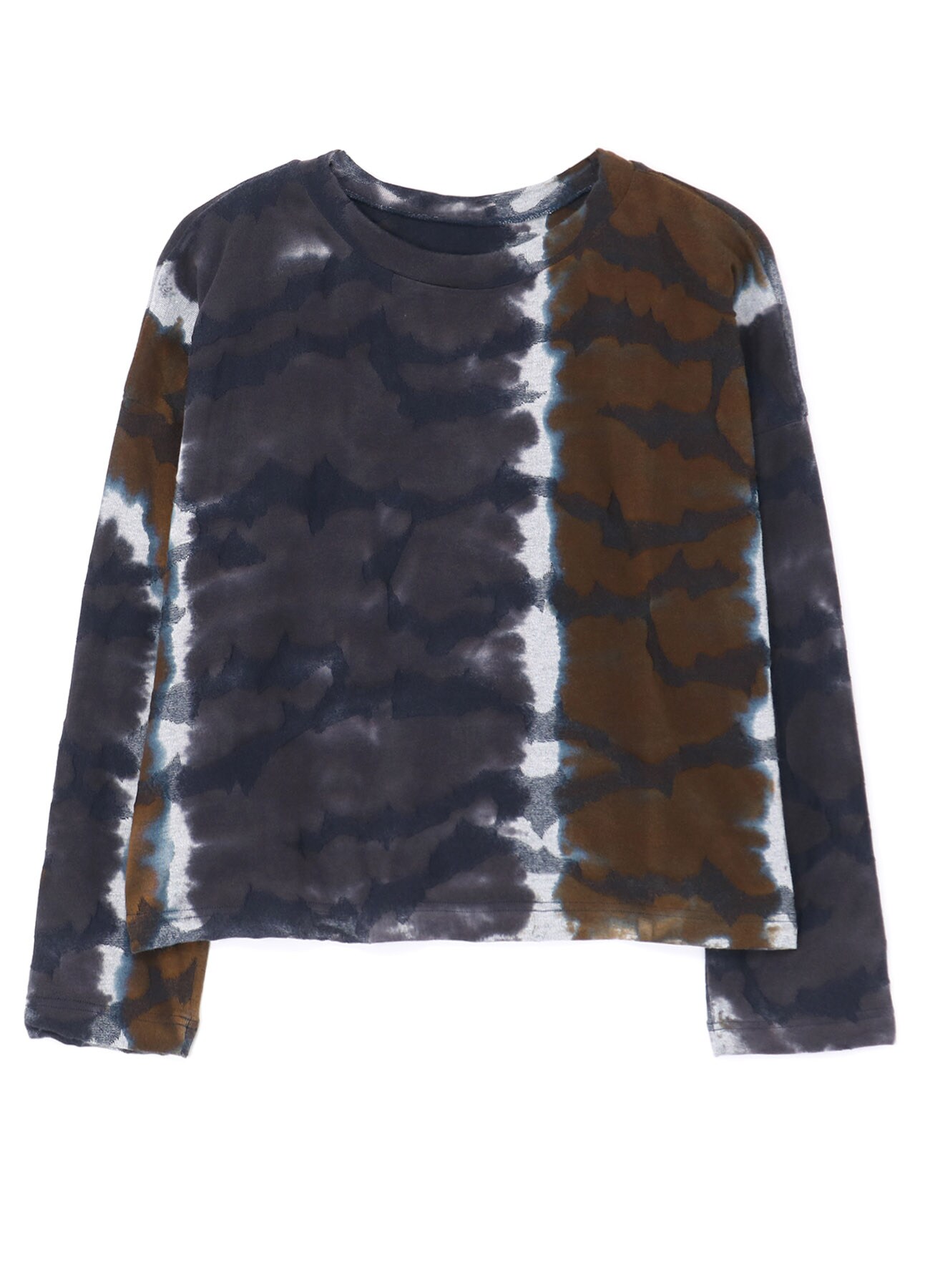 TIE-DYE ROUND NECK LONG SLEEVE T-SHIRT(S Navy): Y's｜THE SHOP