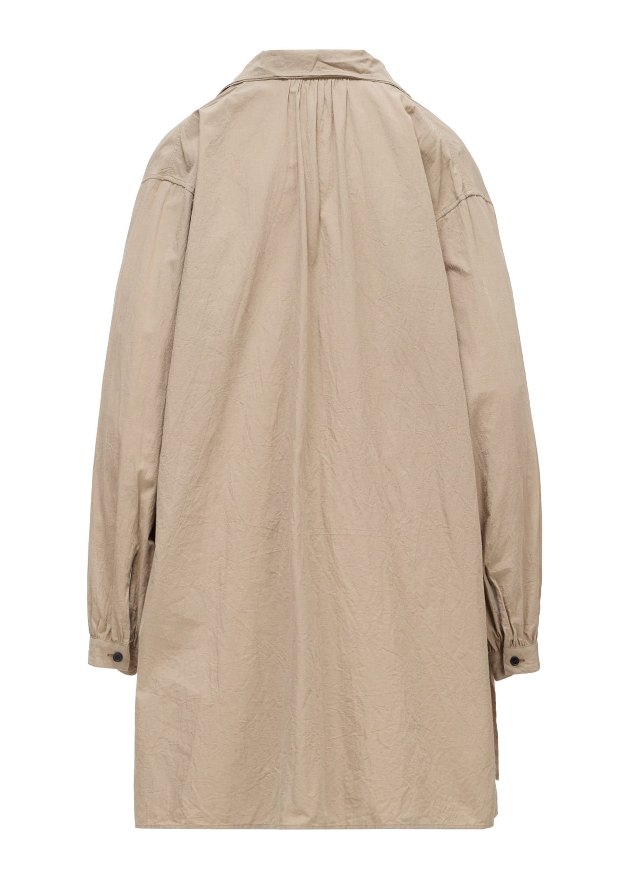 COTTON FLAX GATHERED COLLAR BLOUSE