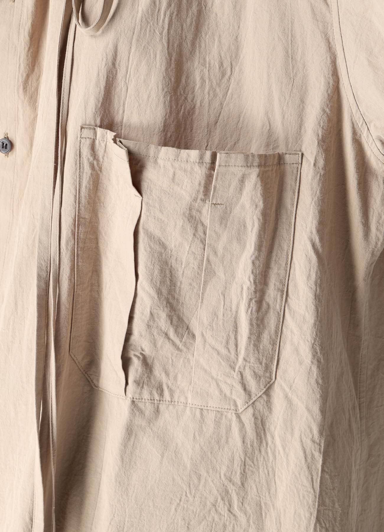 COTTON FLAX GATHERED COLLAR BLOUSE