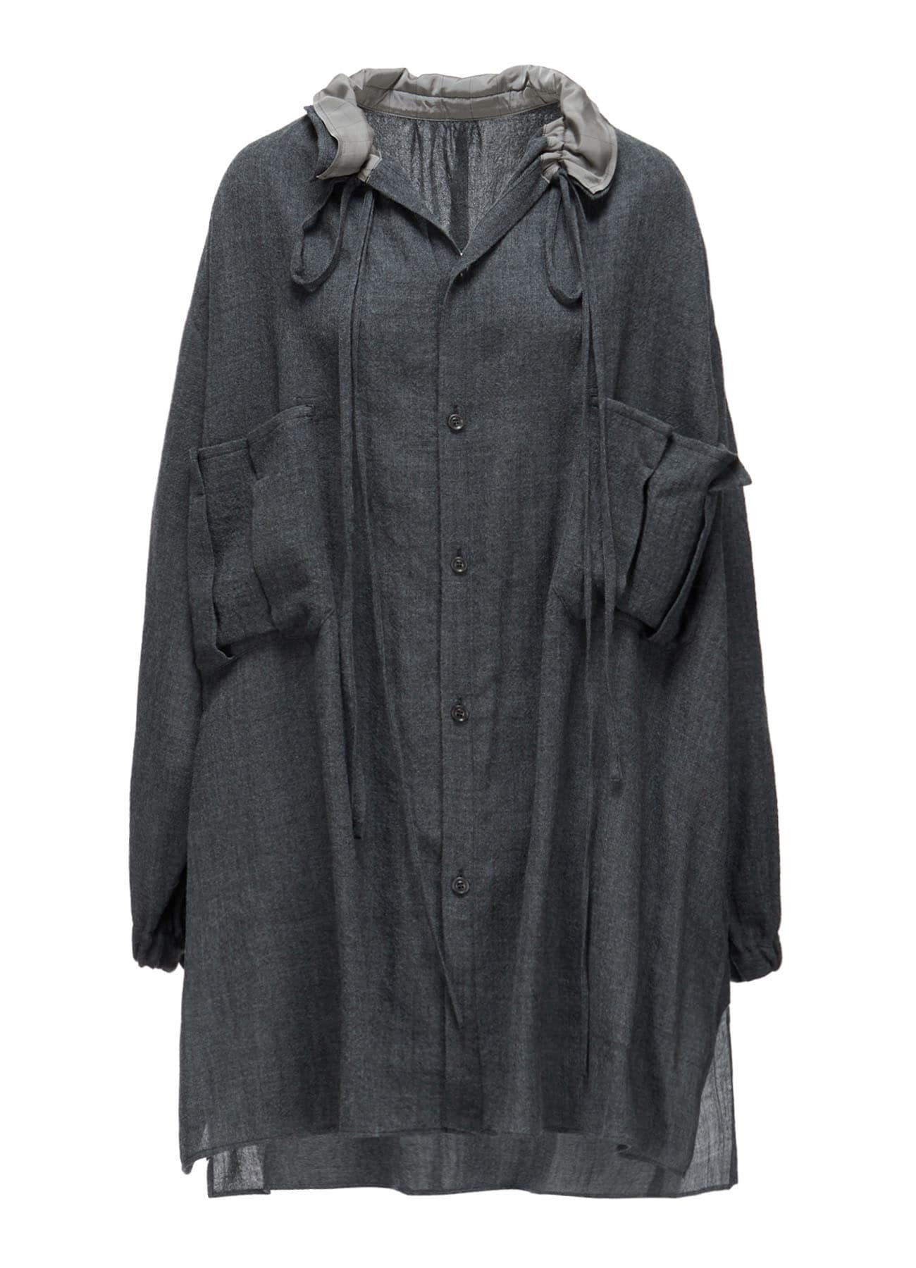 WOOL VIYELLA GATHER COLLAR BLOUSE
