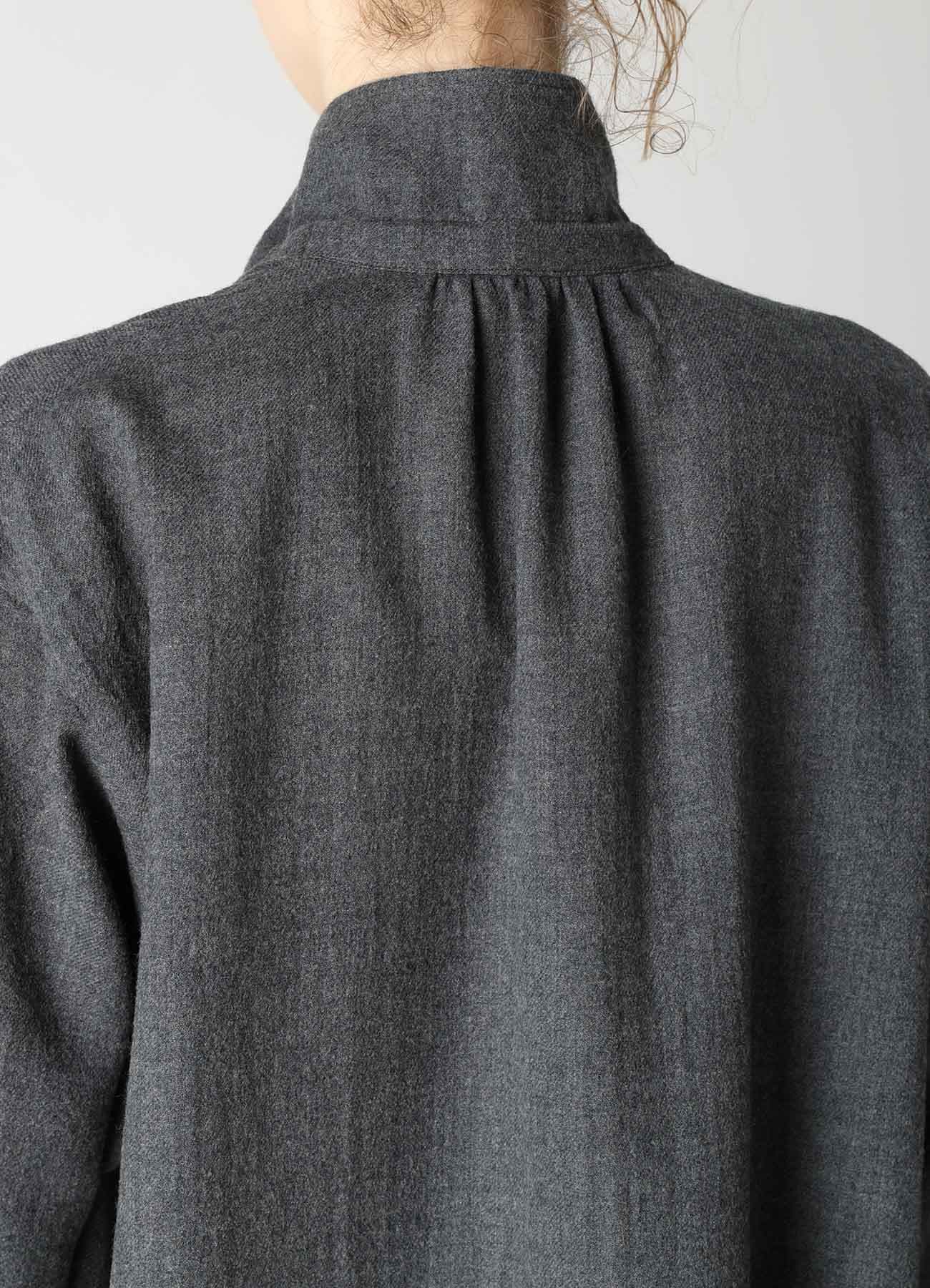 WOOL VIYELLA GATHER COLLAR BLOUSE