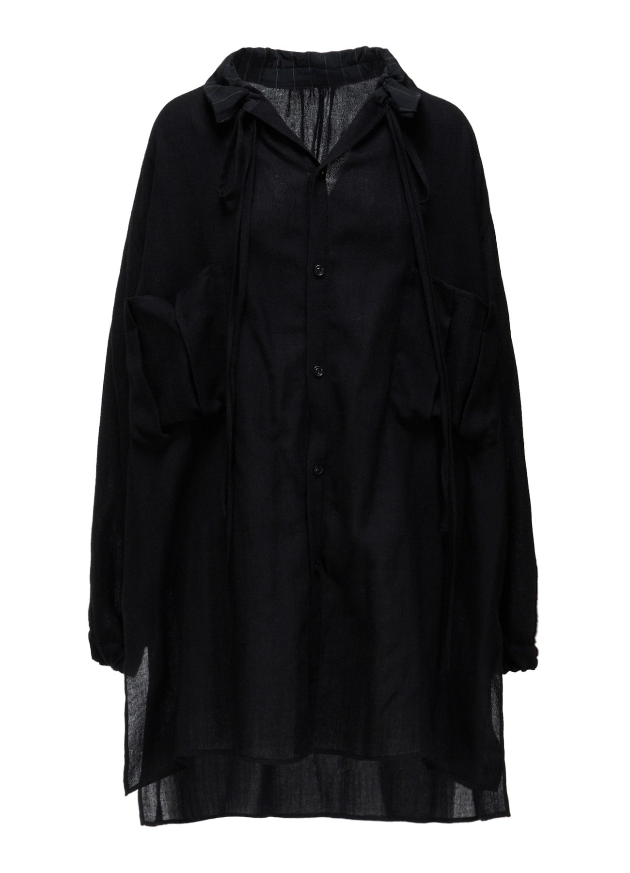 WOOL VIYELLA GATHER COLLAR BLOUSE