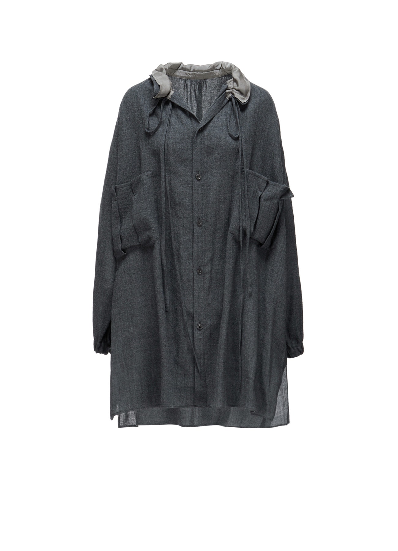 WOOL VIYELLA GATHER COLLAR BLOUSE
