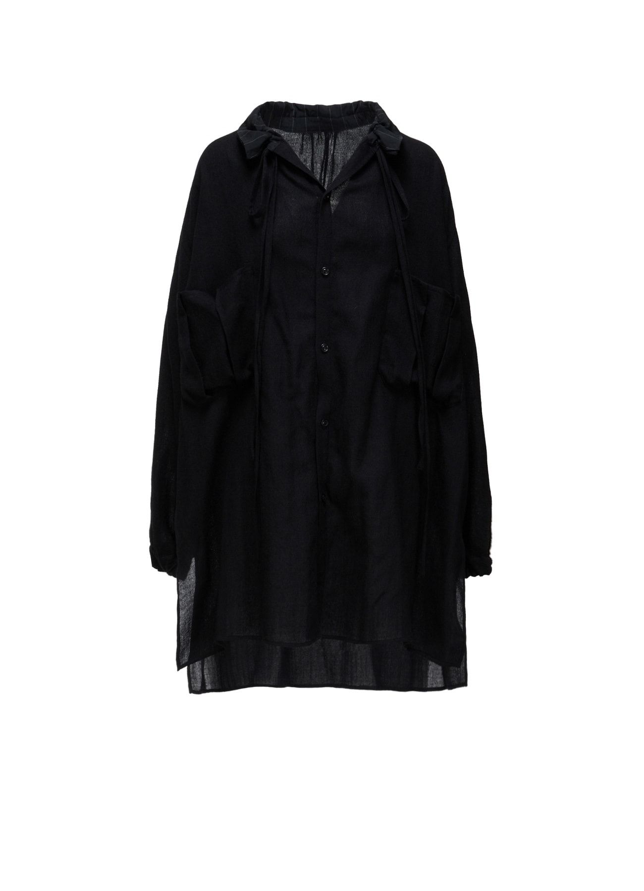 WOOL VIYELLA GATHER COLLAR BLOUSE