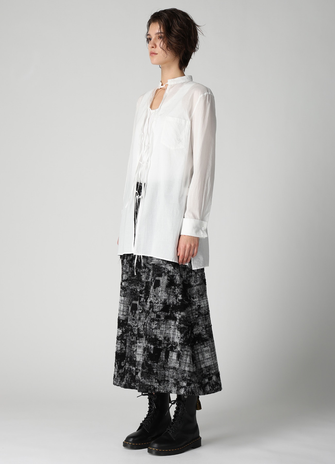 60/- COTTON LAWN STAND COLLAR STRING BLOUSE