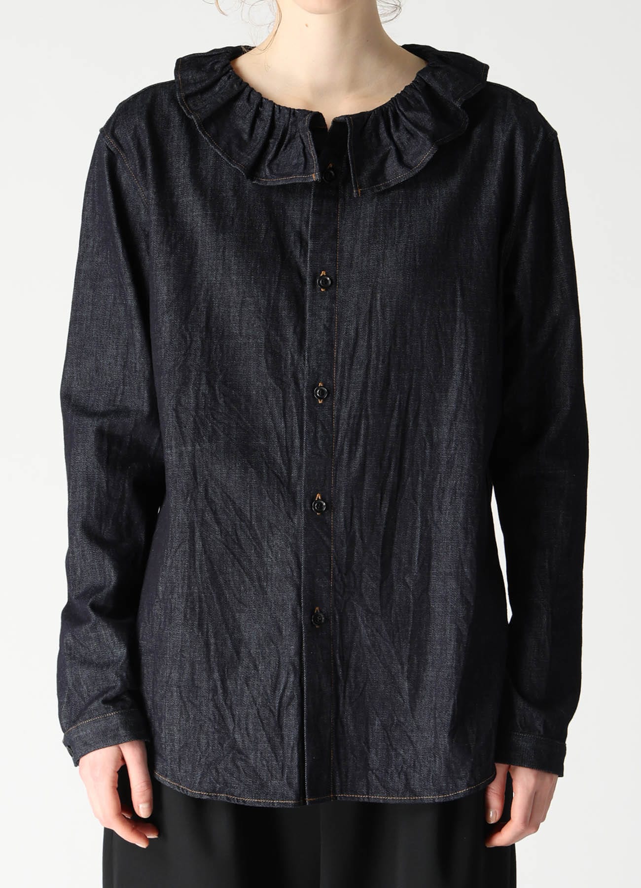6OZ DENIM GATHERED COLLAR SHIRT