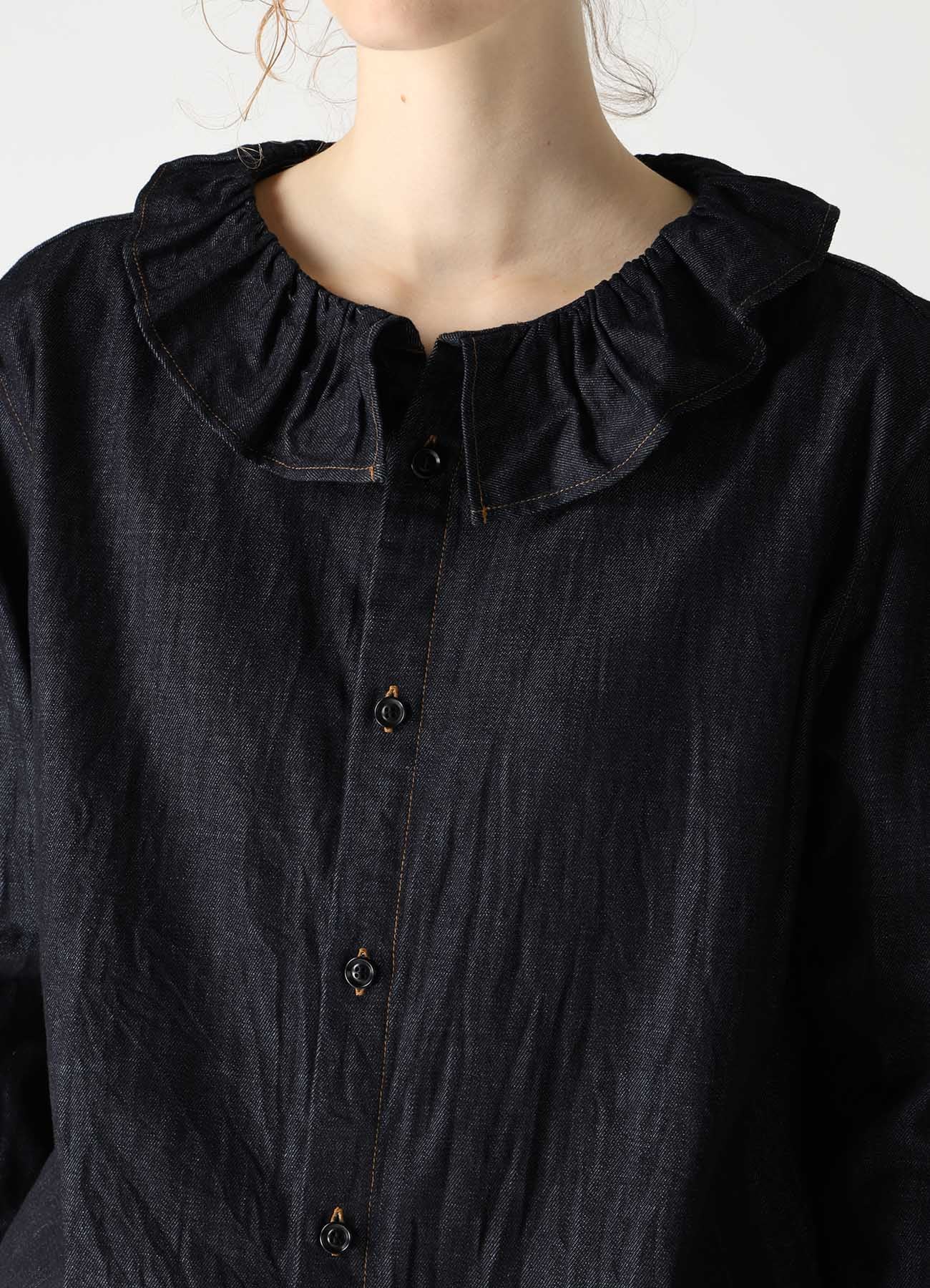6OZ DENIM GATHERED COLLAR SHIRT