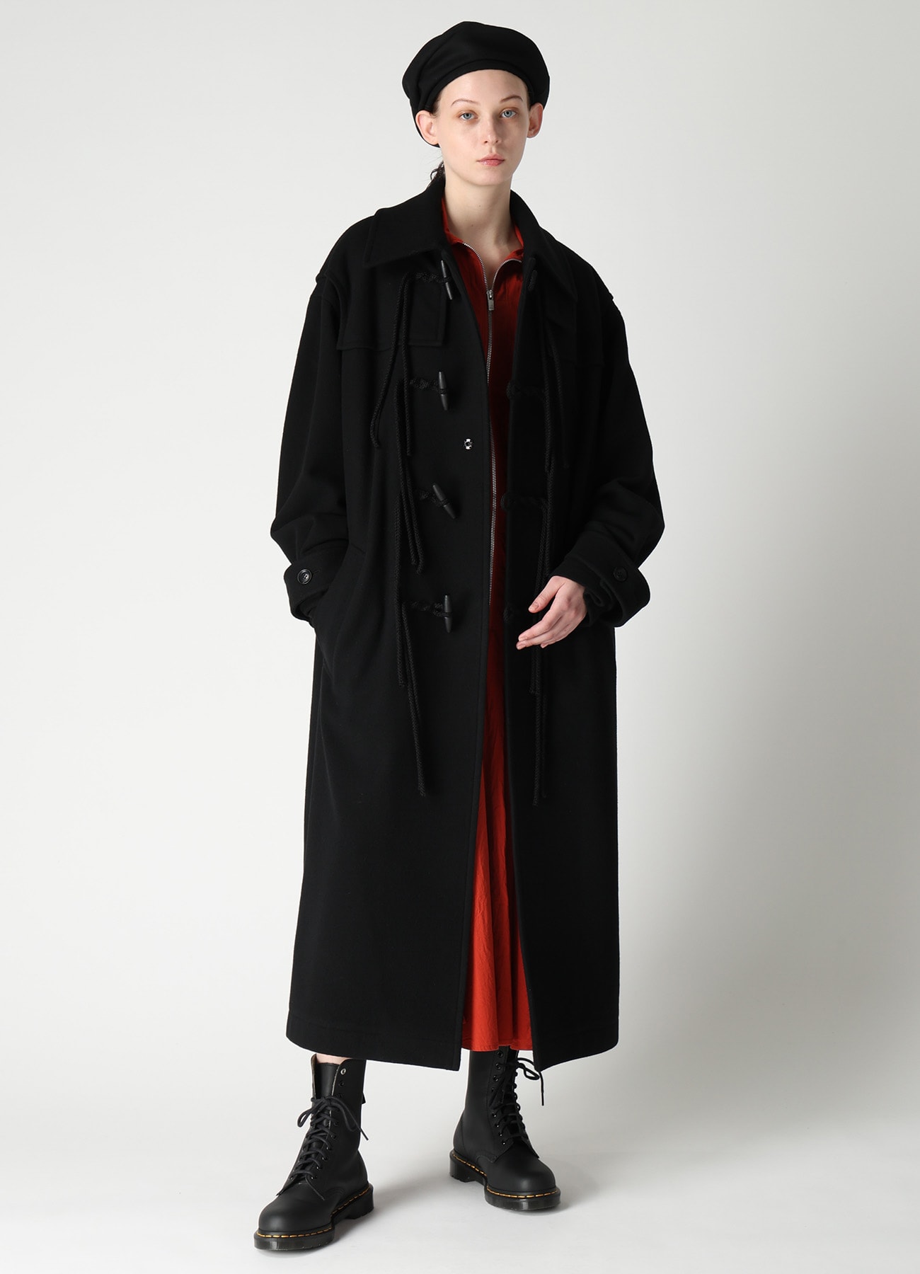 AIRY MOSSER LONG DUFFLE COAT(XS Black): Y's｜THE SHOP YOHJI YAMAMOTO