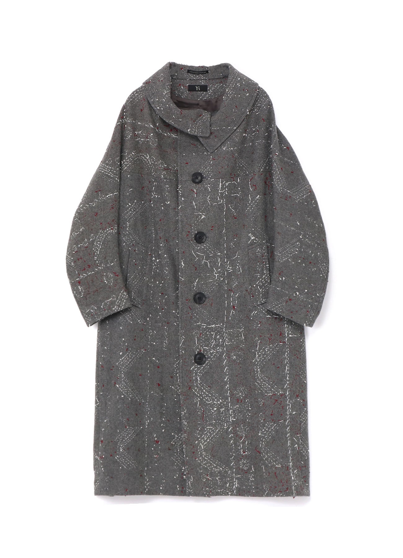 WOOL MOSSER HAND EMBROIDERY LONG CAPE COAT