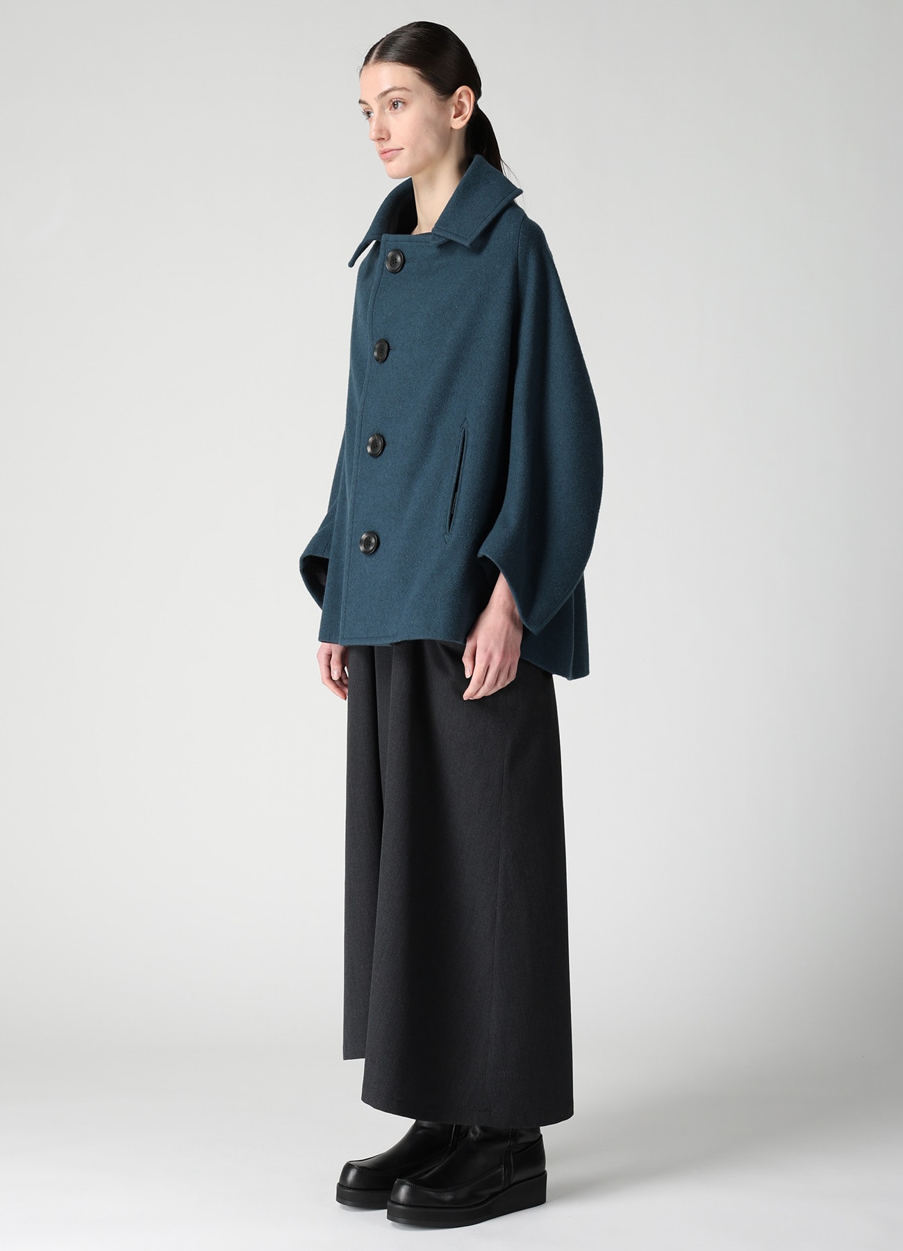 AIRY MOSSER RAGLAN SLEEVE COAT(S Blue Green): Y's｜THE SHOP YOHJI