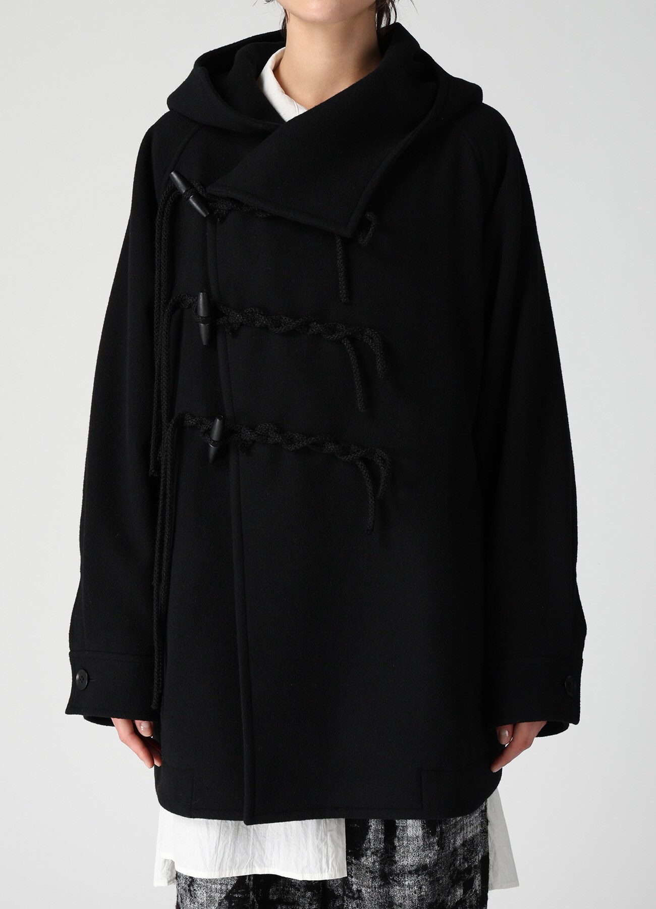 AIRY MOSSER TOGGLE BUTTON COAT(XS Black): Y's｜THE SHOP YOHJI YAMAMOTO