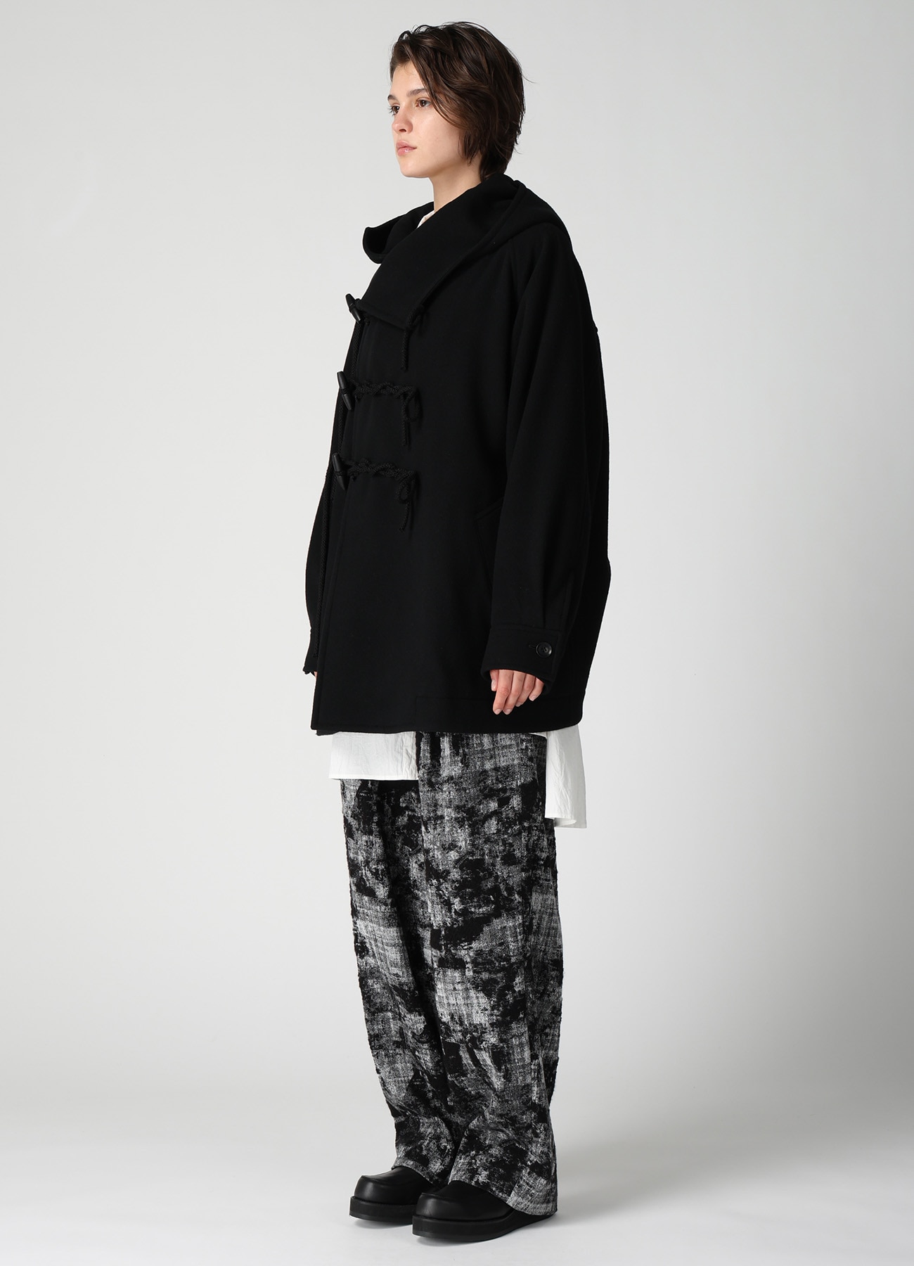 AIRY MOSSER TOGGLE BUTTON COAT(XS Black): Y's｜THE SHOP YOHJI YAMAMOTO