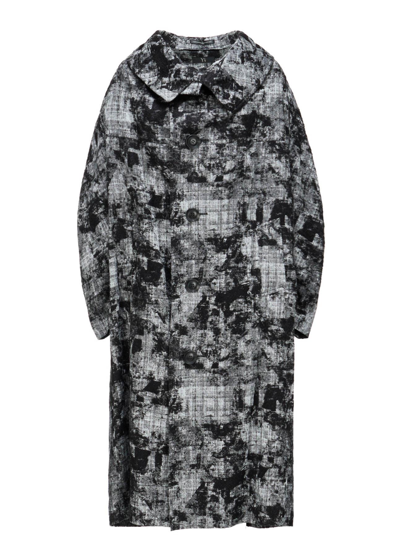 MOHAIR FADED PLAID JACQUARD LONG CAPE COAT