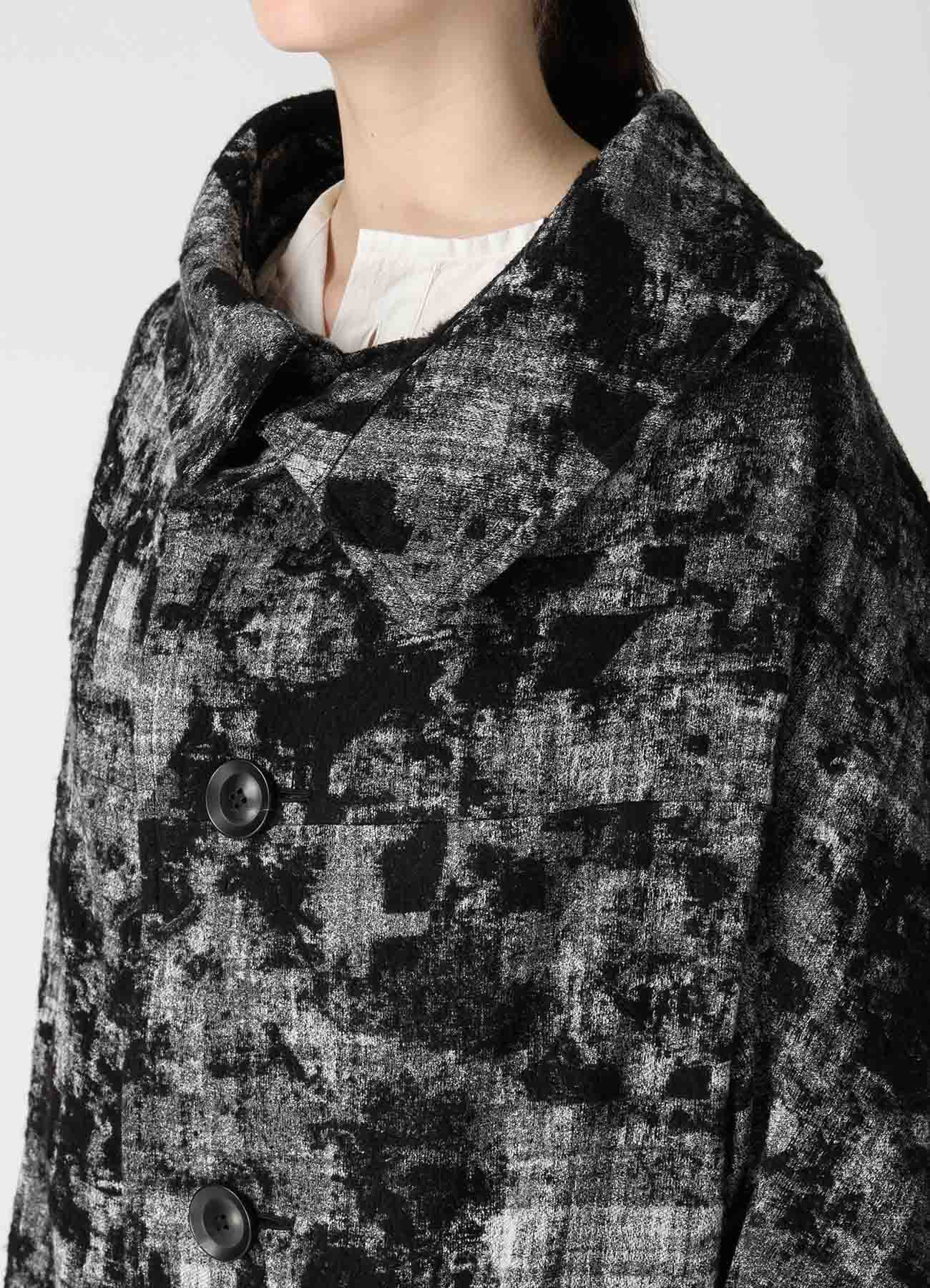 MOHAIR FADED PLAID JACQUARD LONG CAPE COAT