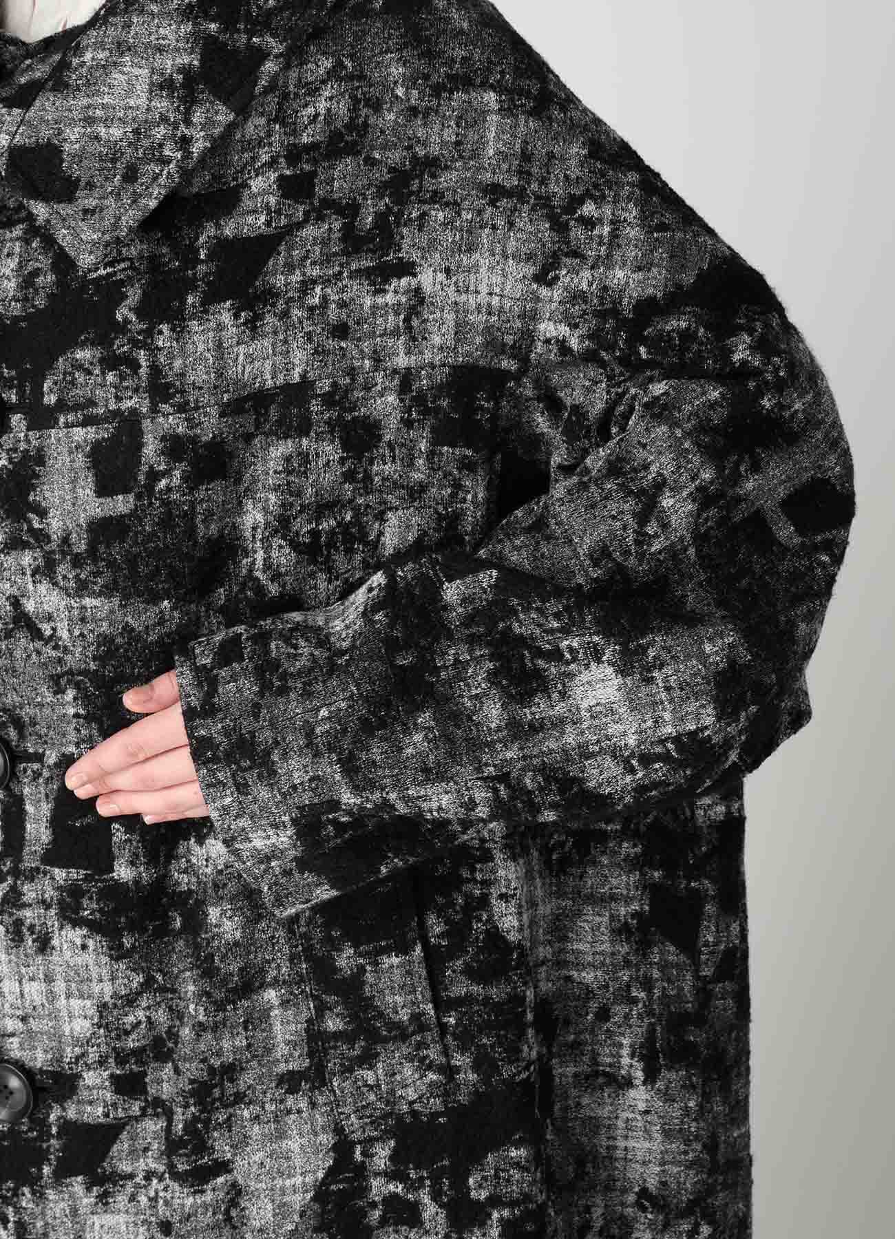 MOHAIR FADED PLAID JACQUARD LONG CAPE COAT
