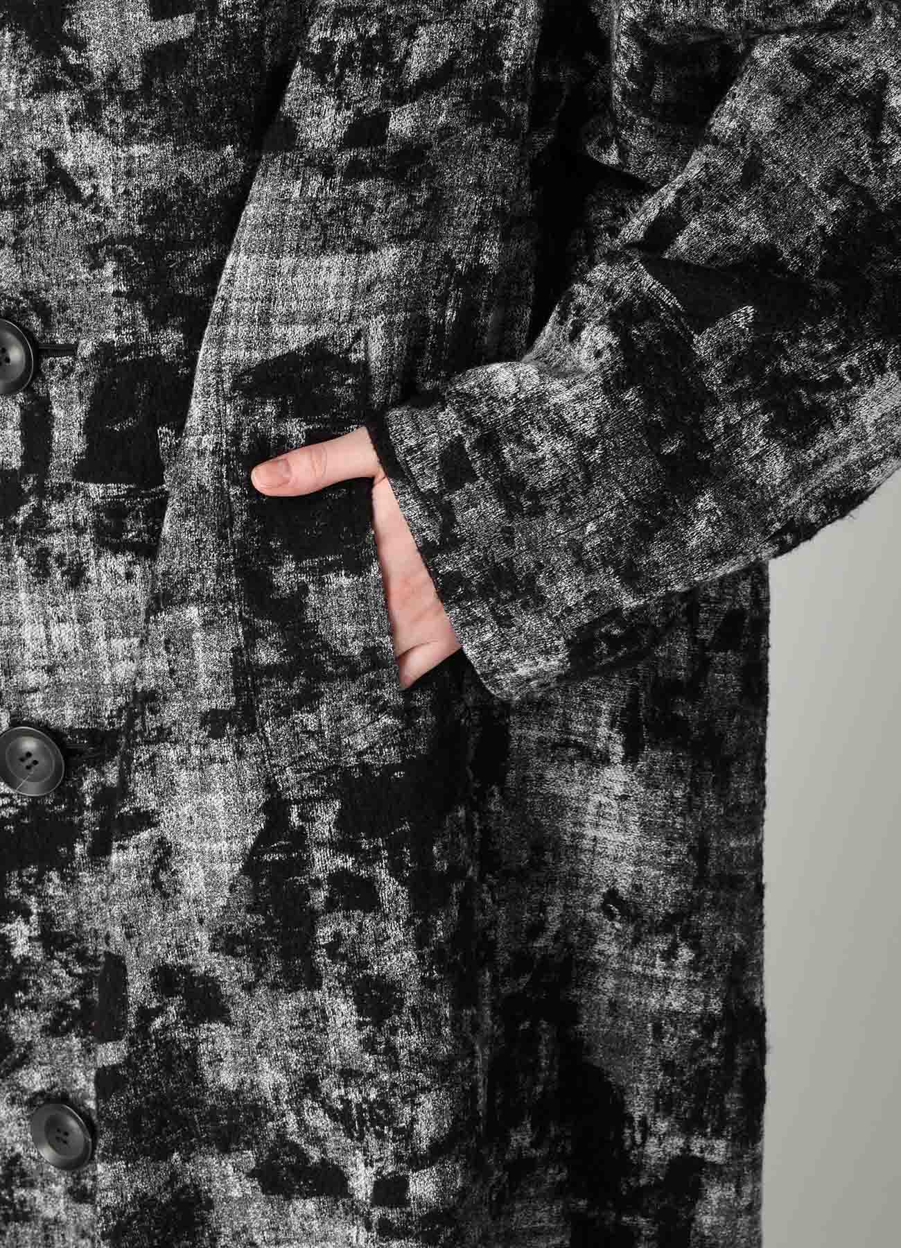 MOHAIR FADED PLAID JACQUARD LONG CAPE COAT