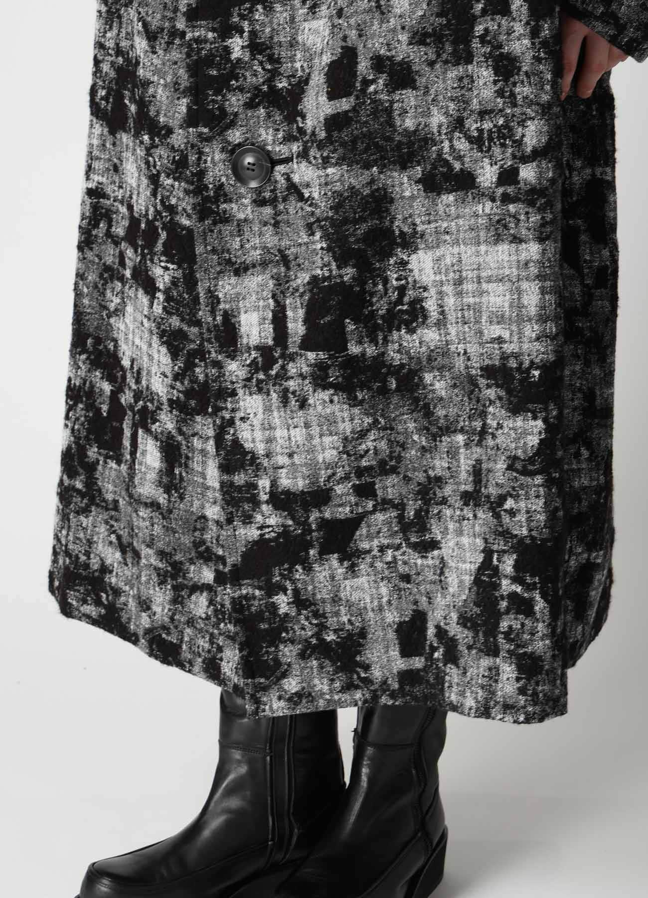 MOHAIR FADED PLAID JACQUARD LONG CAPE COAT