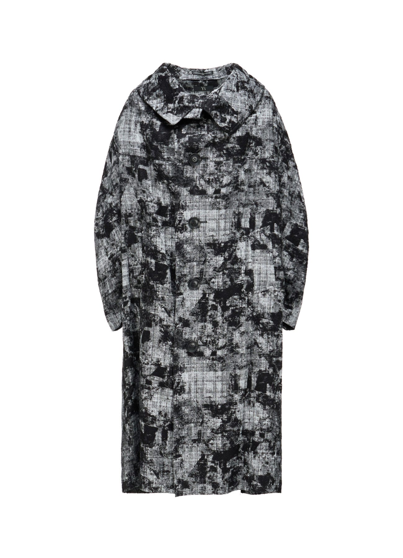 MOHAIR FADED PLAID JACQUARD LONG CAPE COAT