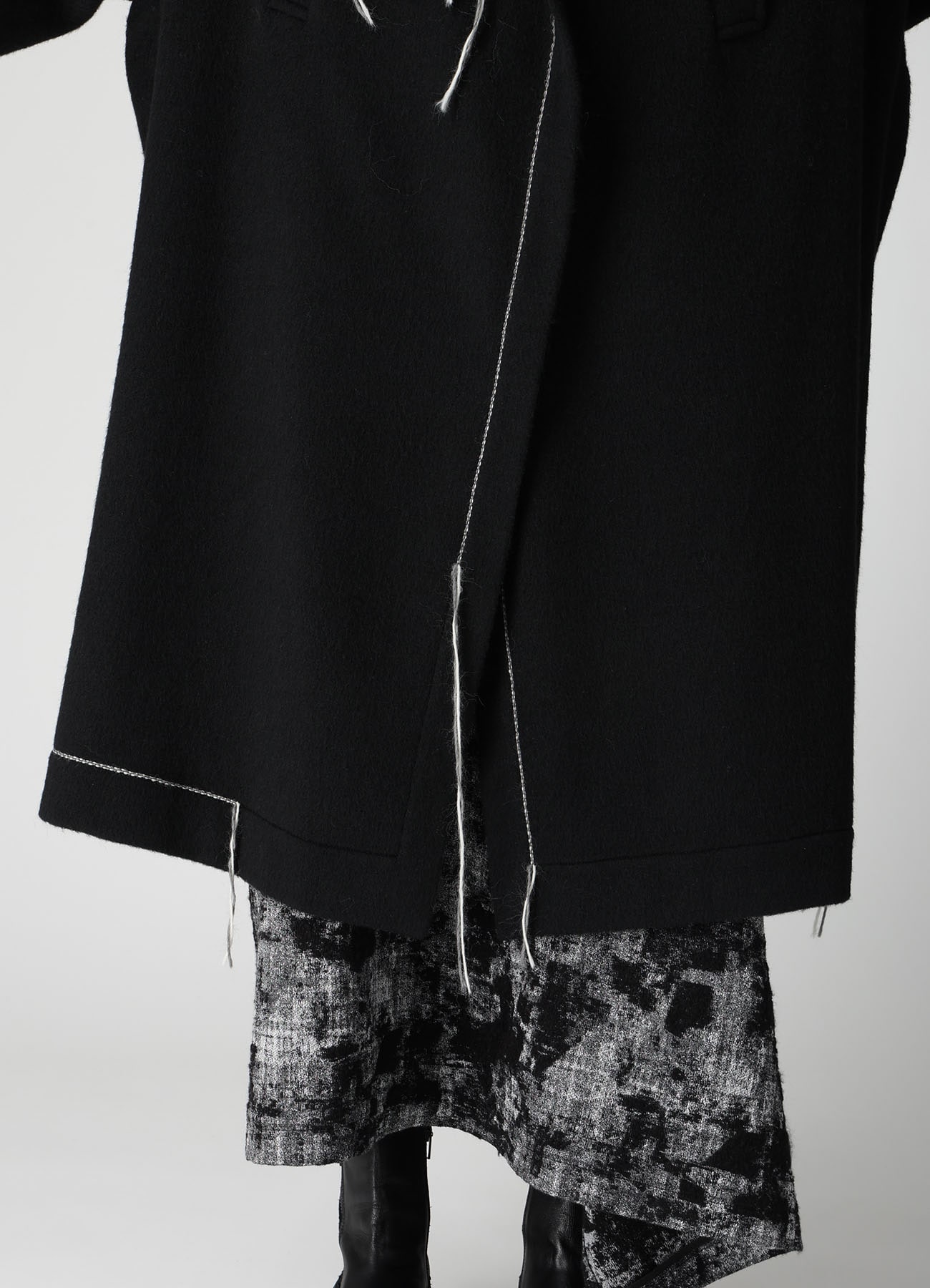 LIGHT SHAGGY BIG STITCH CAPE COAT(XS Black): Y's｜THE SHOP YOHJI