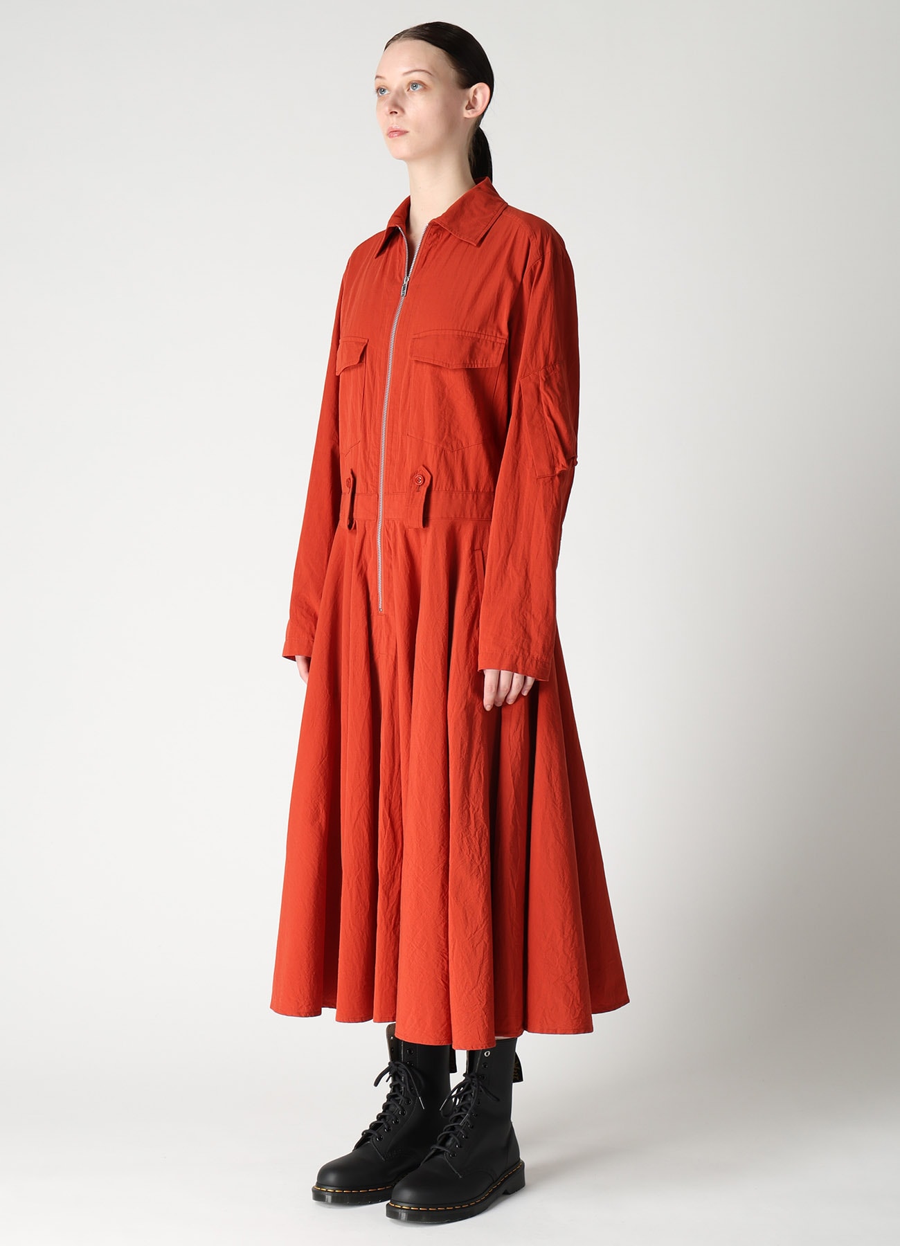 COTTON FLAX FLARE DRESS