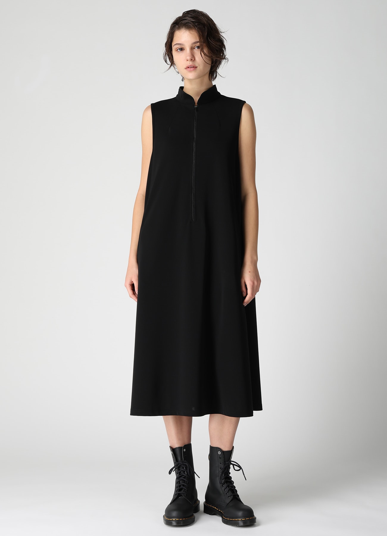 TA/PE STRETCH JERSEY STAND COLLAR DRESS