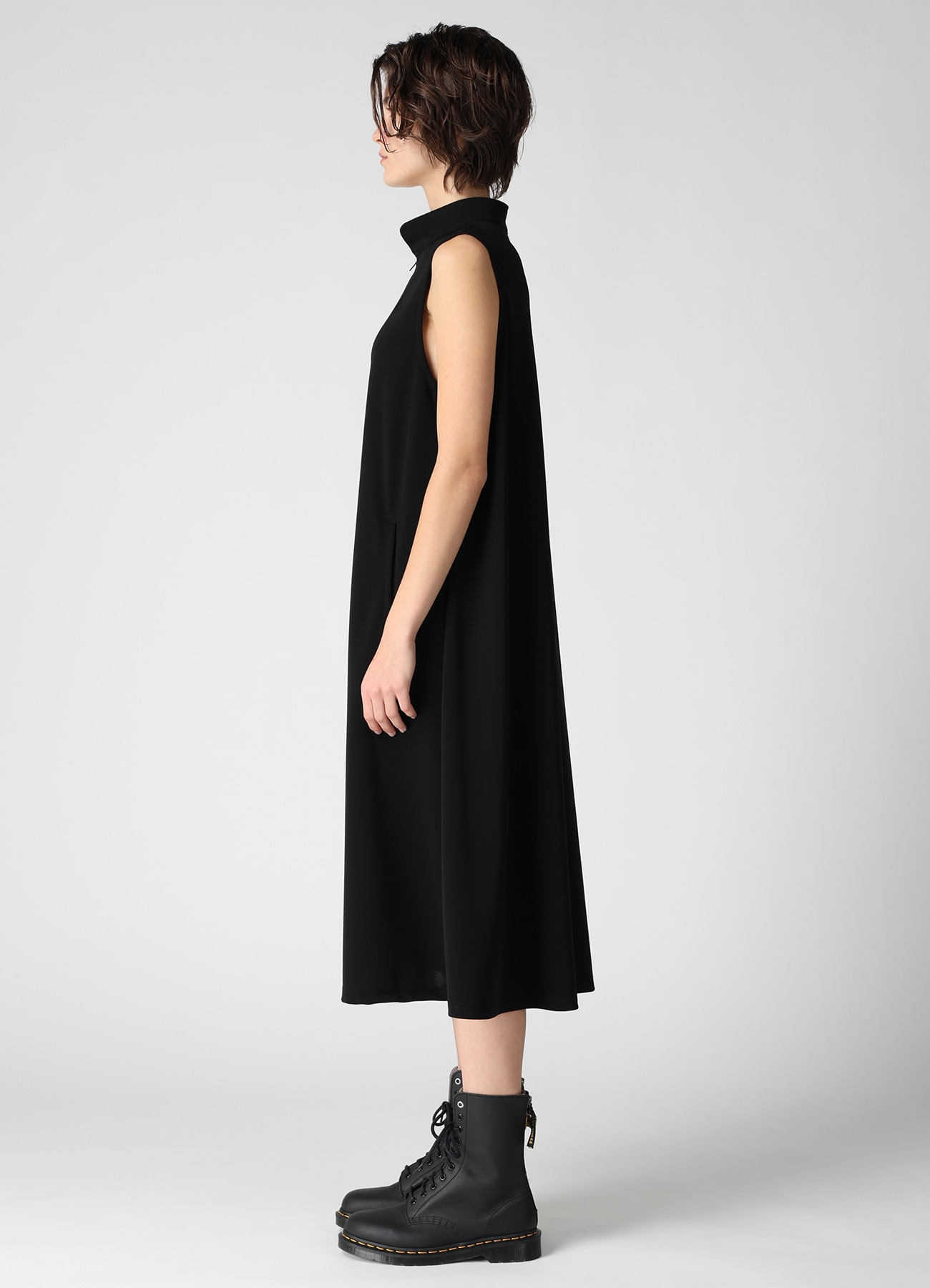 TA/PE STRETCH JERSEY STAND COLLAR DRESS
