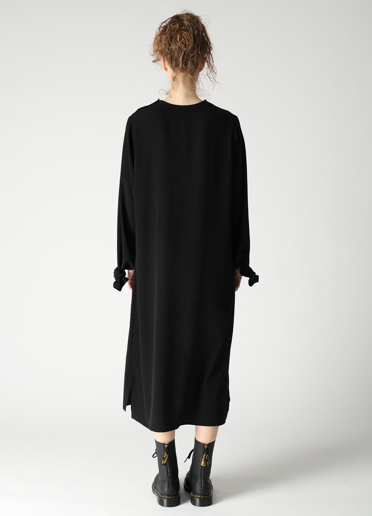 TA/PE CREPE DE CHINE KNOT SLEEVE DRESS