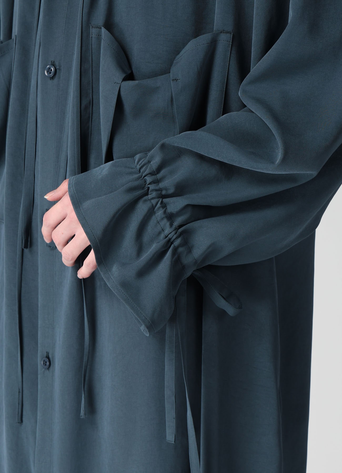 TA/PE CREPE DE CHINE GATHER COLLAR DRESS