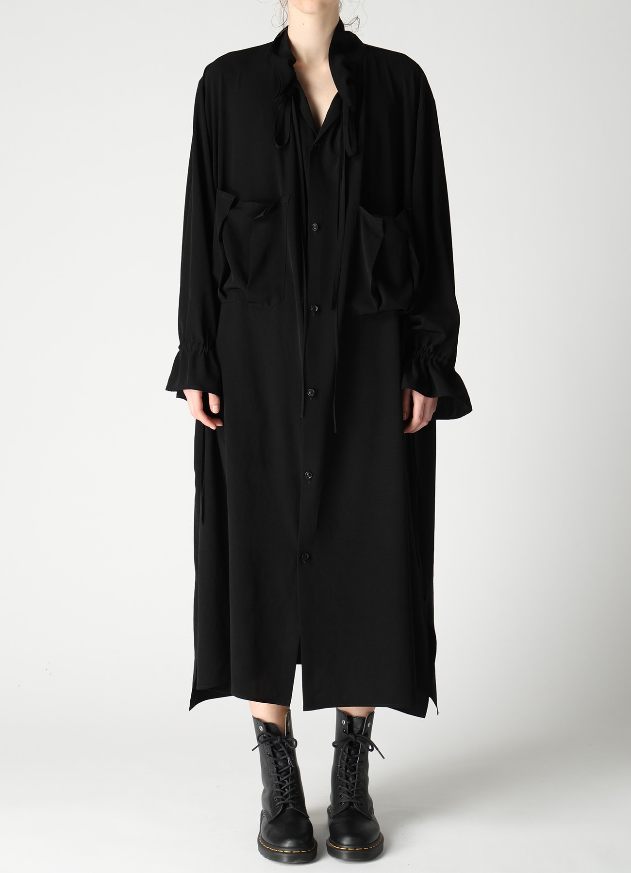 TA/PE CREPE DE CHINE GATHER COLLAR DRESS