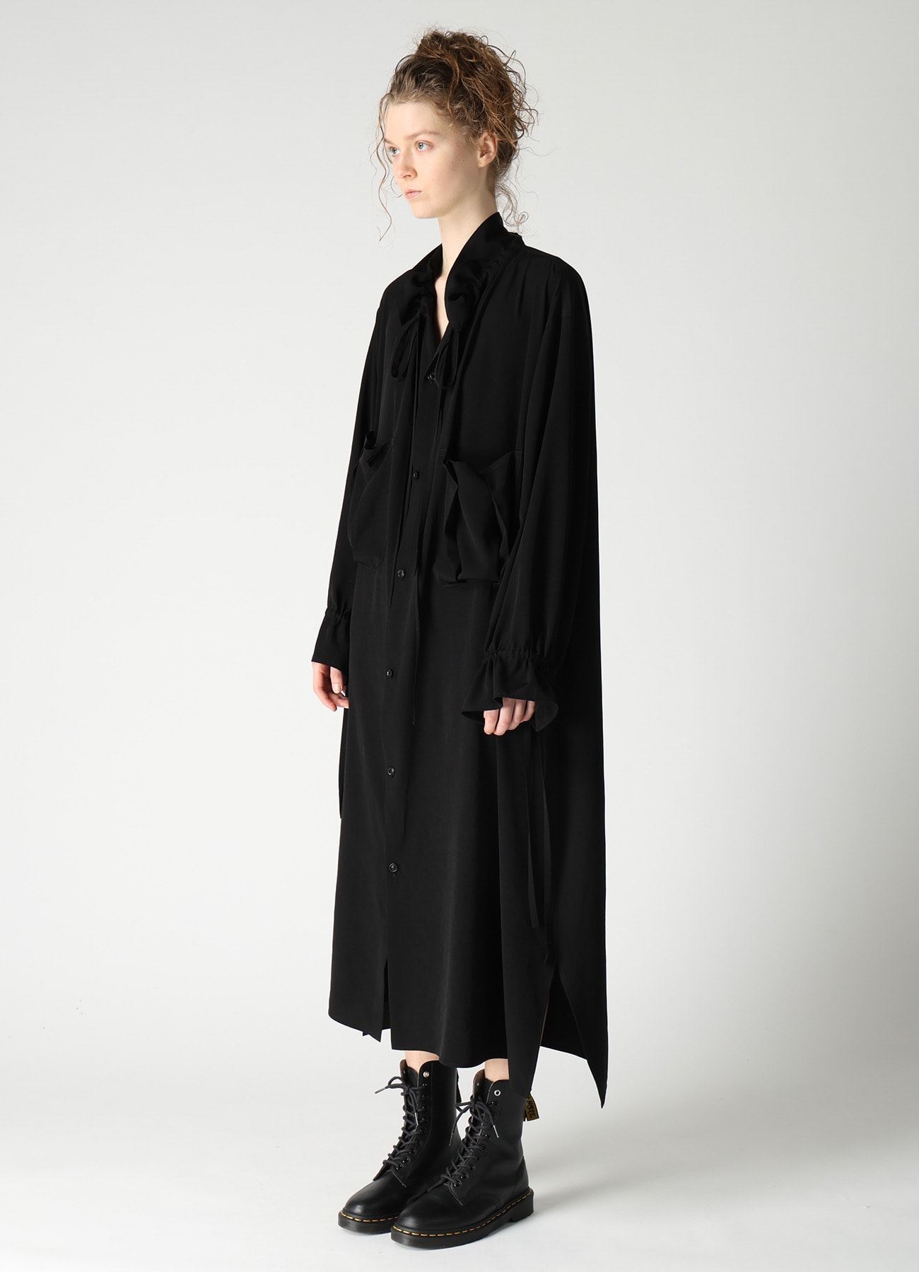 TA/PE CREPE DE CHINE GATHER COLLAR DRESS