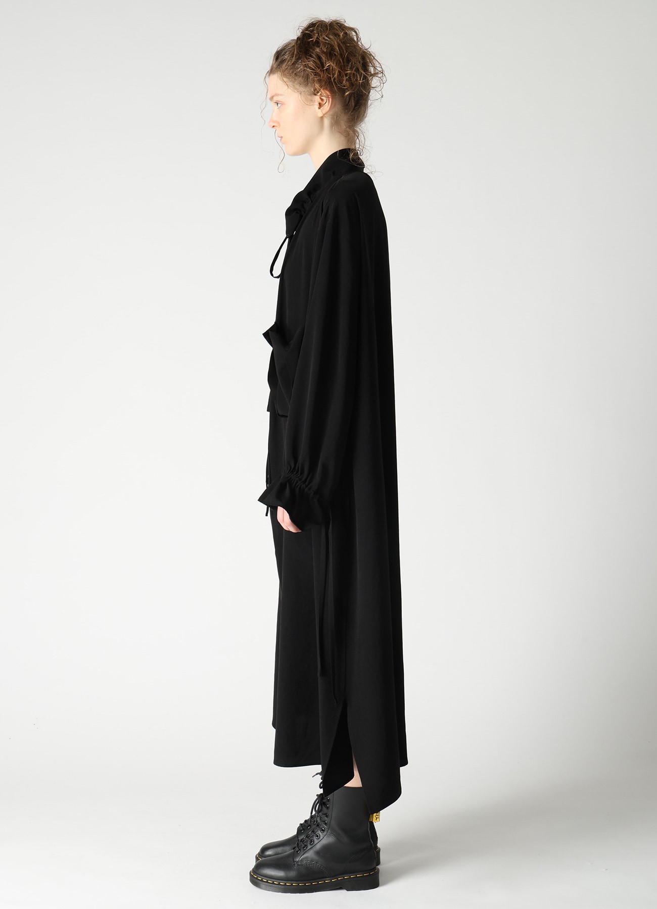 TA/PE CREPE DE CHINE GATHER COLLAR DRESS